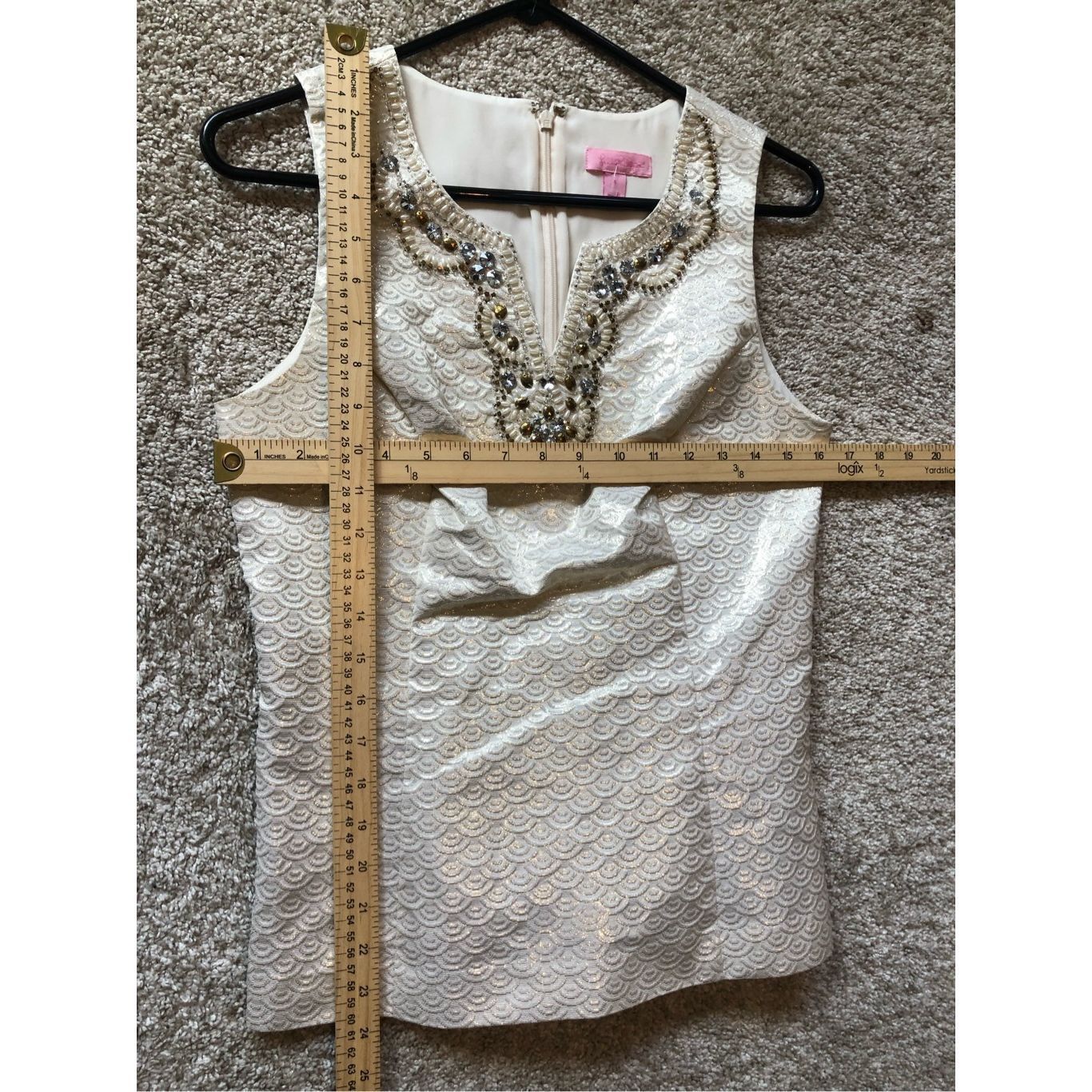 Lilly Pulitzer Lilly Pulitzer Women’s White Sparkle Circle Design Bead Embr Size S / US 4 / IT 40 - 7 Thumbnail