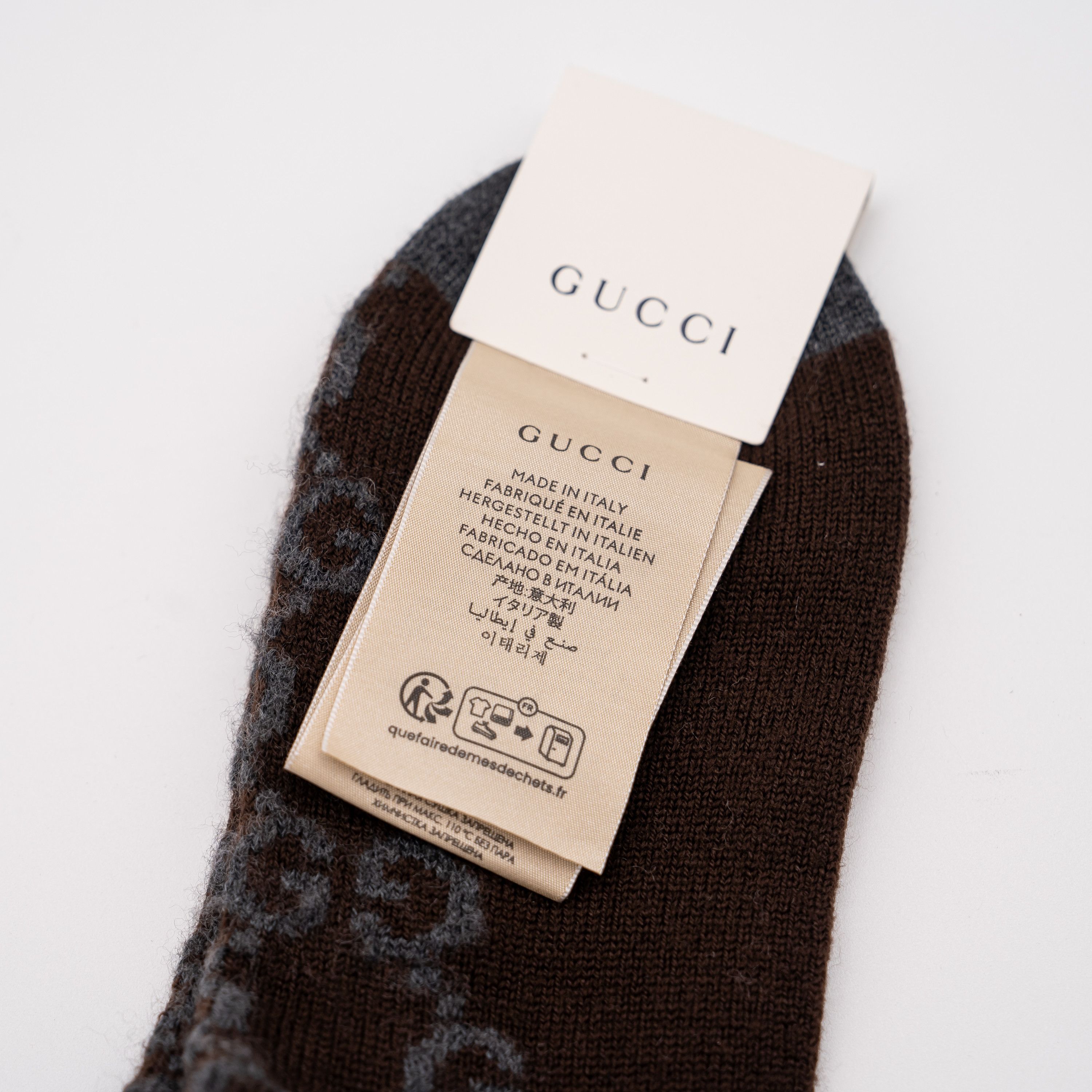 Gucci M Gucci GG Logo Cotton Blend Long Socks Brown Striped Size ONE SIZE - 5 Thumbnail