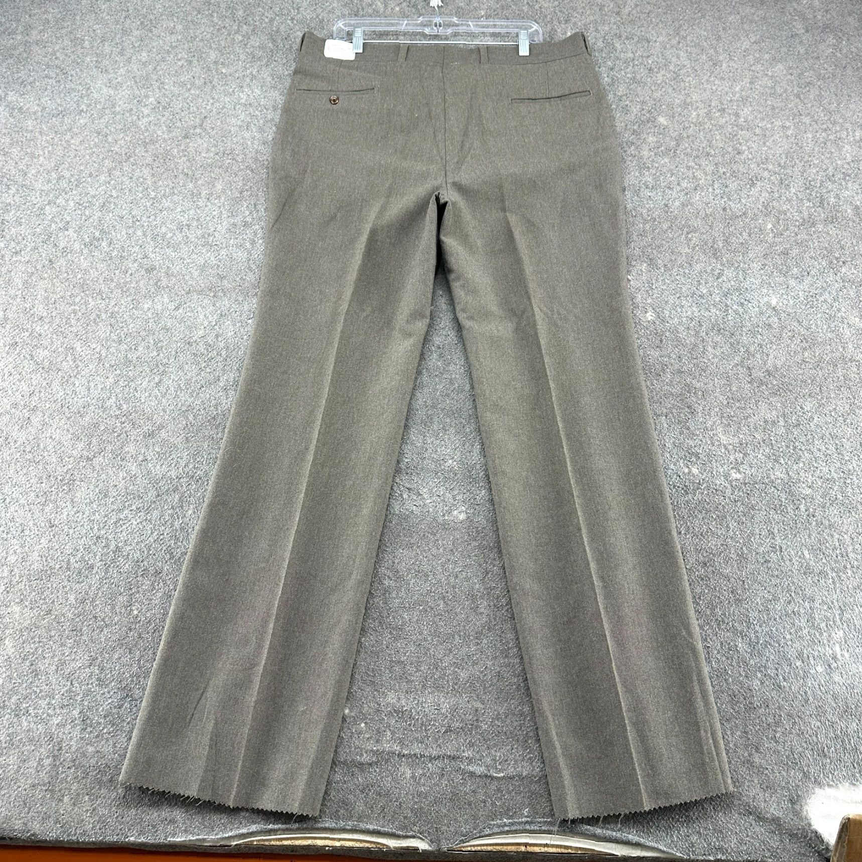 Vintage VINTAGE Trouser Pants Mens 38x34 Grey Relaxed Wool Cotton Spandex Wide-Leg Dress Pants 80s 90s Business Formal Men Size US 38 / EU 54 - 3 Thumbnail