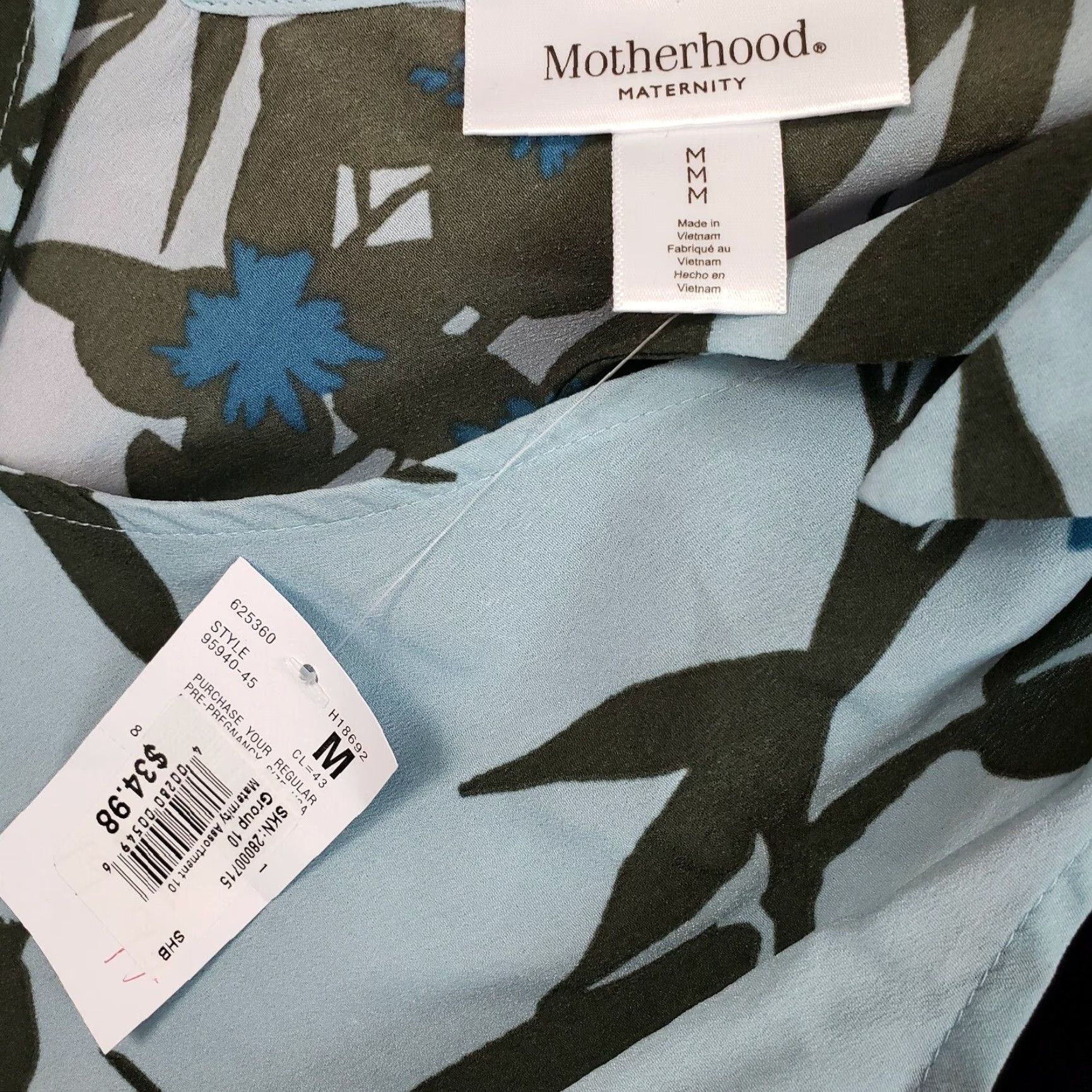 Vintage Motherhood Maternity Womens Floral Top Sleeveless V-Neck Blue Sz Medium Shirt Womens Size M / US 6-8 / IT 42-44 - 5 Thumbnail
