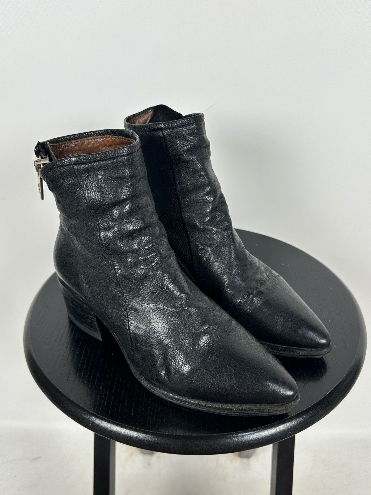 A.S.98 A.S.98 Black Leather Zipper Ankle Boots Size US 7 / IT 37 - 8 Thumbnail