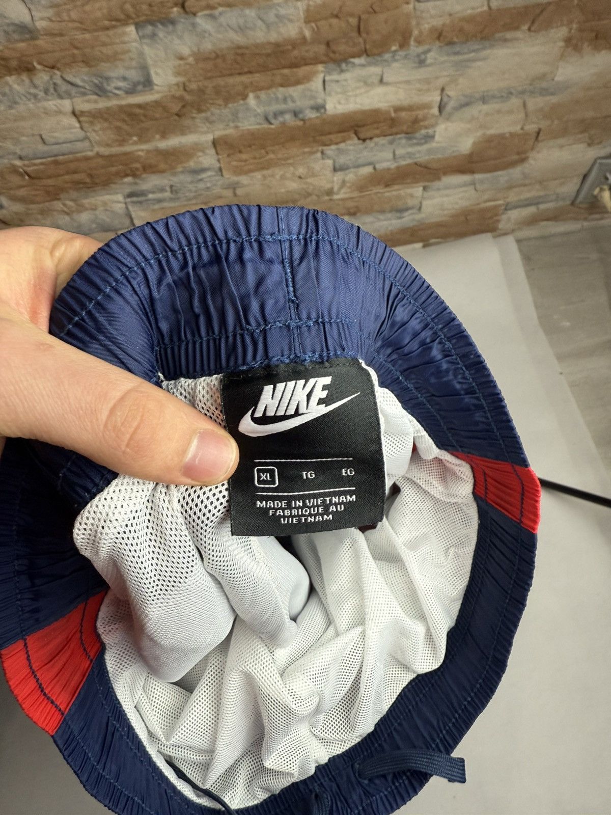 Nike × Vintage Nike track pants navy white red vintage style nylon Size US 34 / EU 50 - 7 Thumbnail