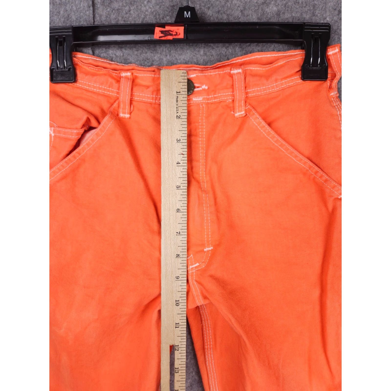 Stan Ray VINTAGE Stan Ray Carpenter Pants Regular Adults 25 x 33 Orange USA Cotton Canvas Zip Pocket Zipper Button Straight Front Workwear USA Mens Size US 26 / EU 42 - 7 Thumbnail
