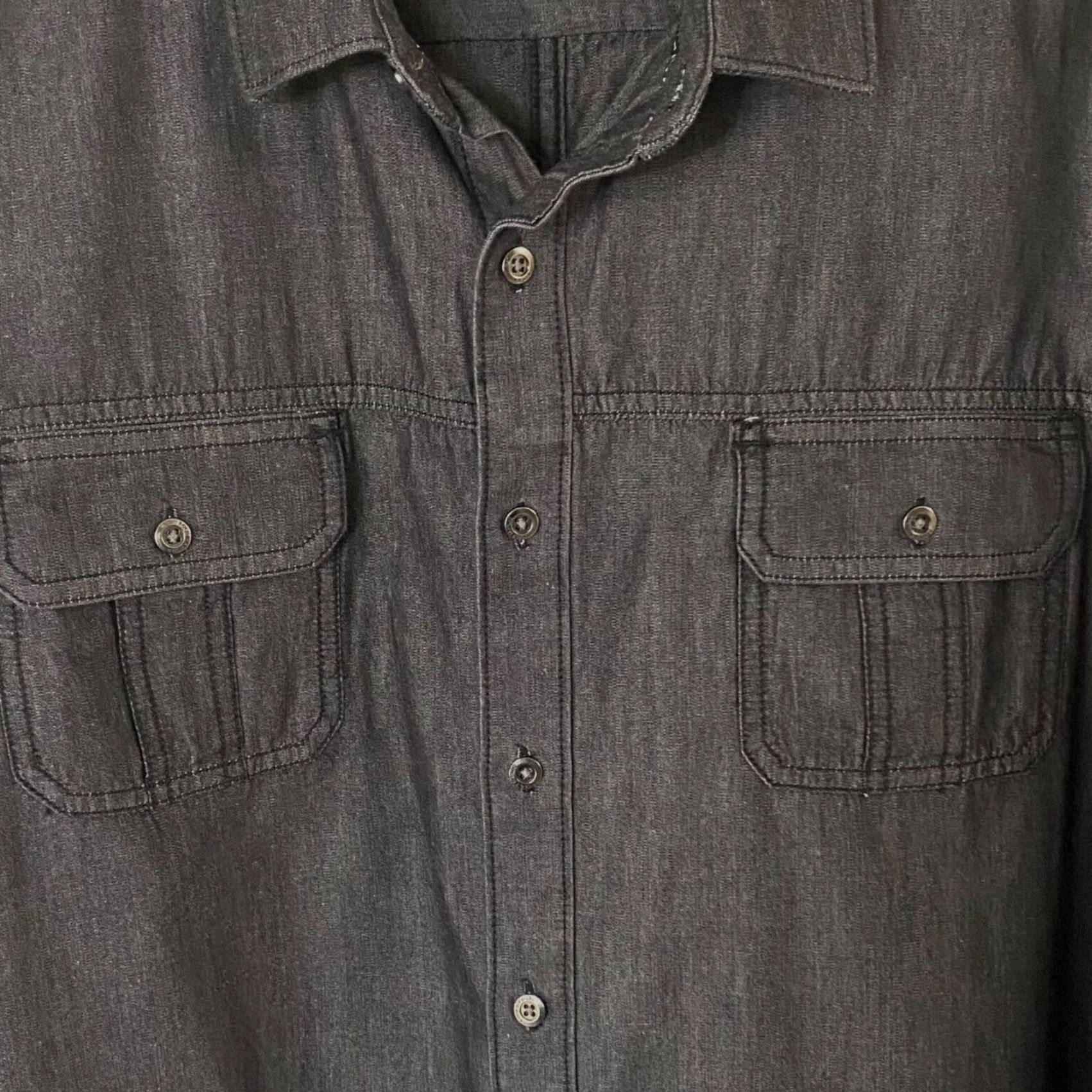 Vintage VINTAGE Rock & Republic Button Up Shirt Men 2XL Denim Long Sleeve Black Gothic Rock Pocketed 2 Chest Pockets Mens XXL Button-Front Shirt Size US XXL / EU 58 / 5 - 6 Thumbnail