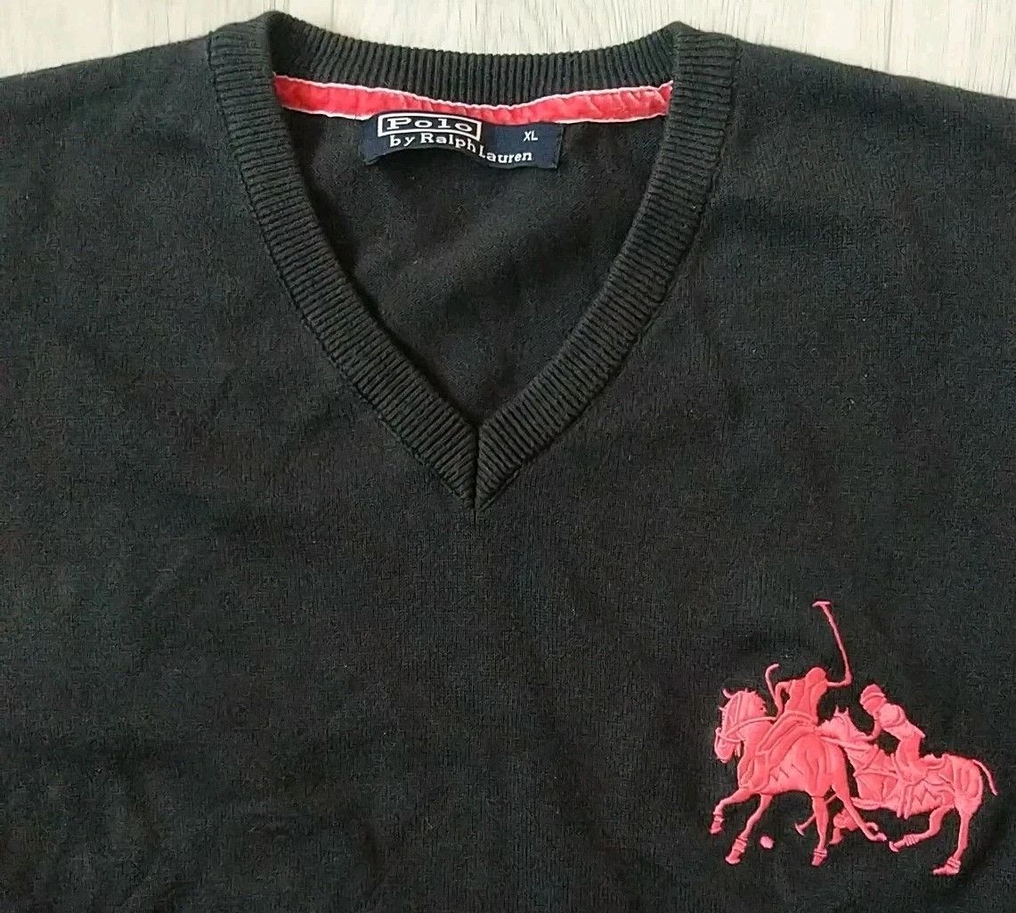 Polo Ralph Lauren Polo Ralph Lauren V Neck Sweater Big Pony Pullover Size US XL / EU 56 / 4 - 2 Thumbnail