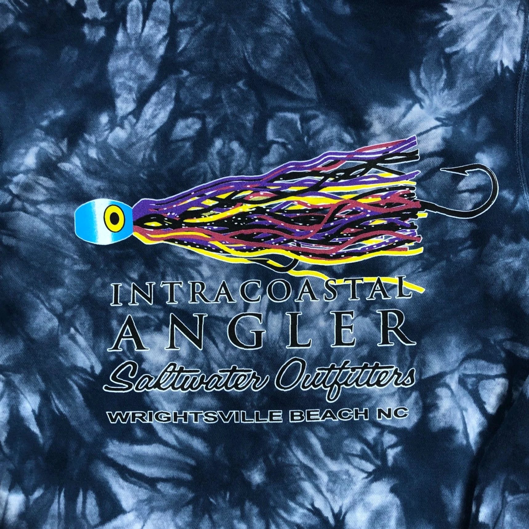 Vintage IntraCoastal Angler Hoodie Men's S Tie-Dye Blue Graphic Print Pullover Sweatshirt NC Size US S / EU 44-46 / 1 - 7 Thumbnail