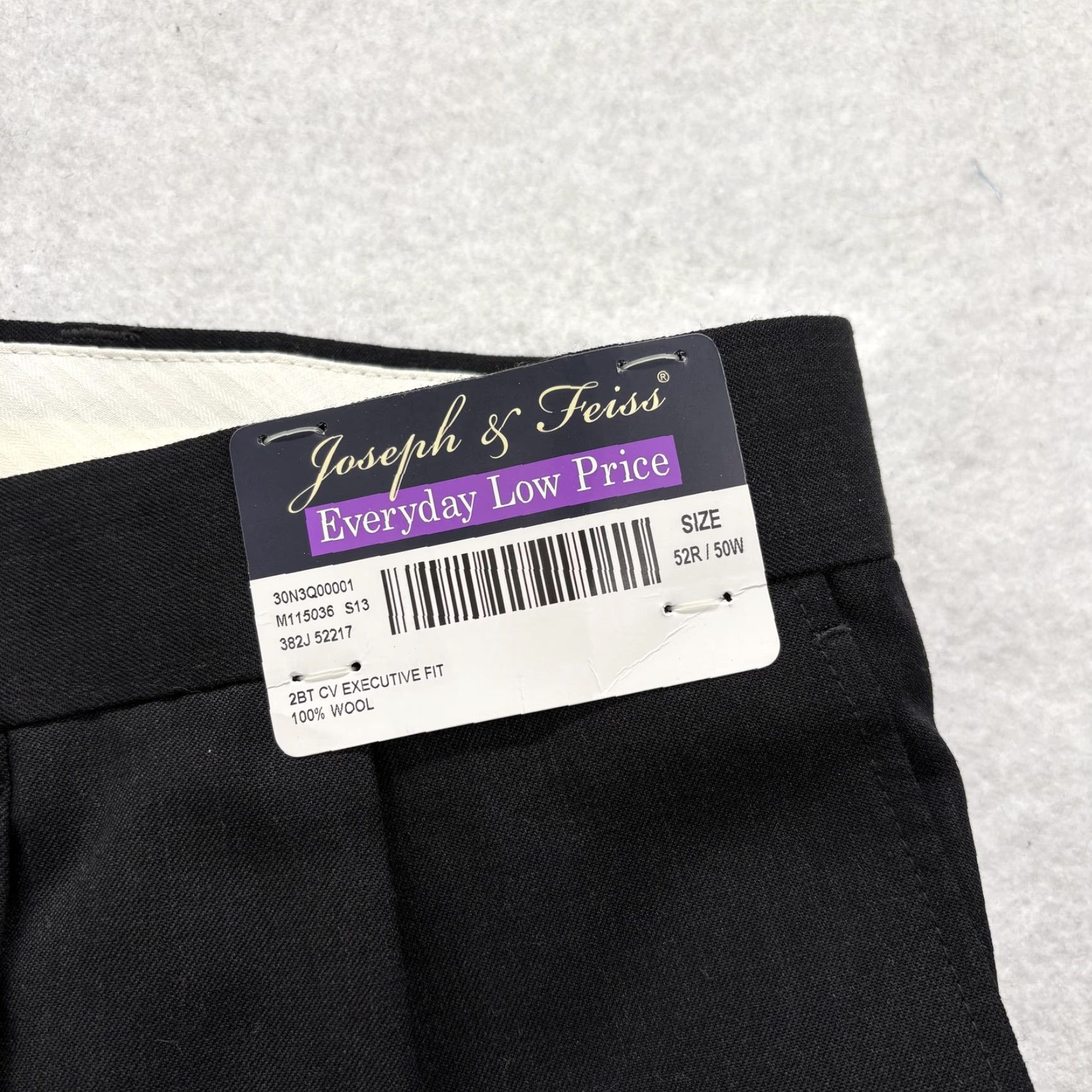 Joseph Joseph & Feiss Pants Mens 50 Black 100% Wool Pleated Business Unhemmed NWT Size US 34 / EU 50 - 3 Thumbnail