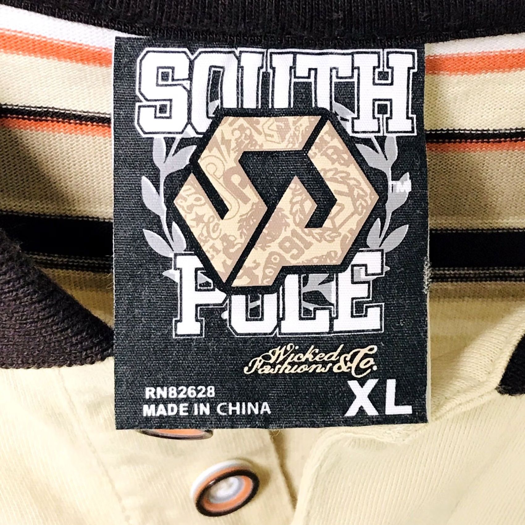 Southpole SOUTH POLE Polo Shirt Men XL Multicolor Stripe Short Sleeve Casual 100% Cotton Beige Size US XL / EU 56 / 4 - 3 Thumbnail