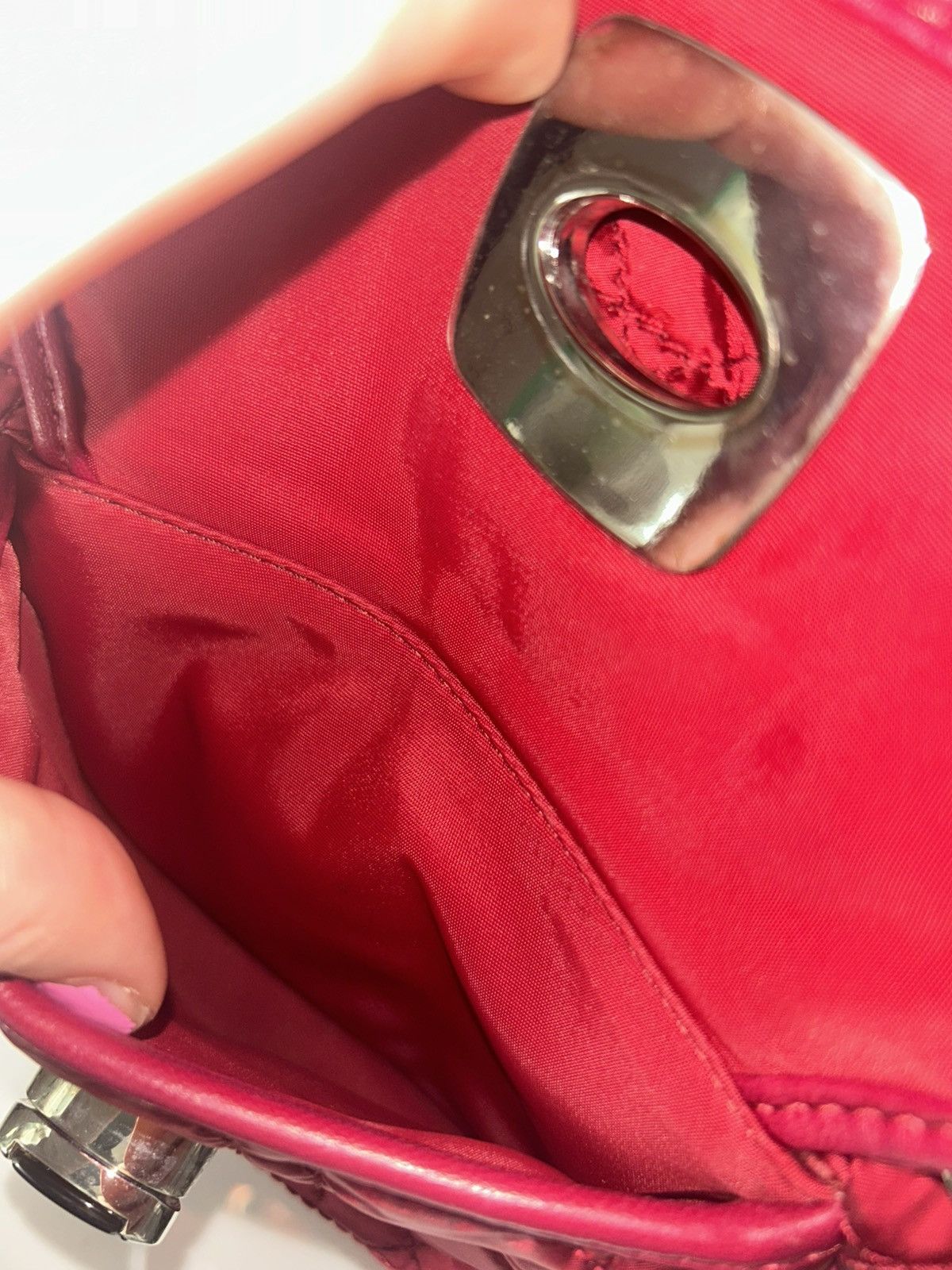 Dior Christian Dior Red Nylon Cannage Charming Lock Bag w/ COA Size ONE SIZE - 4 Thumbnail