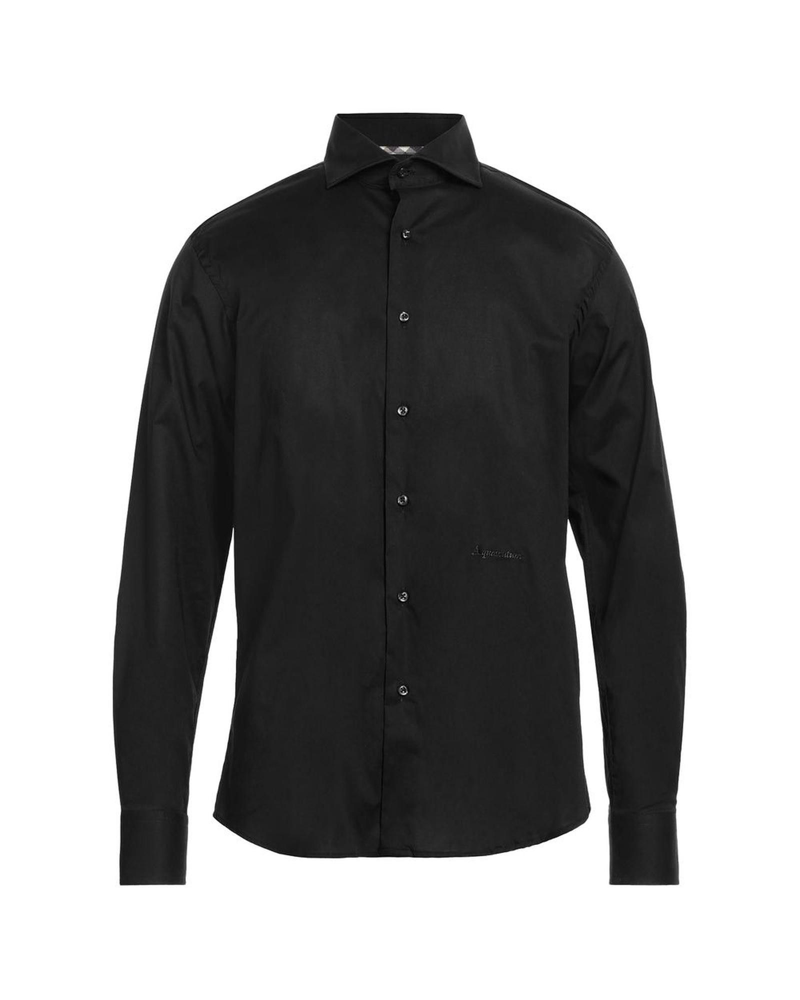 image of Aquascutum Embroidered Regular-Fit Cotton Shirt in Black, Men's (Size XL)