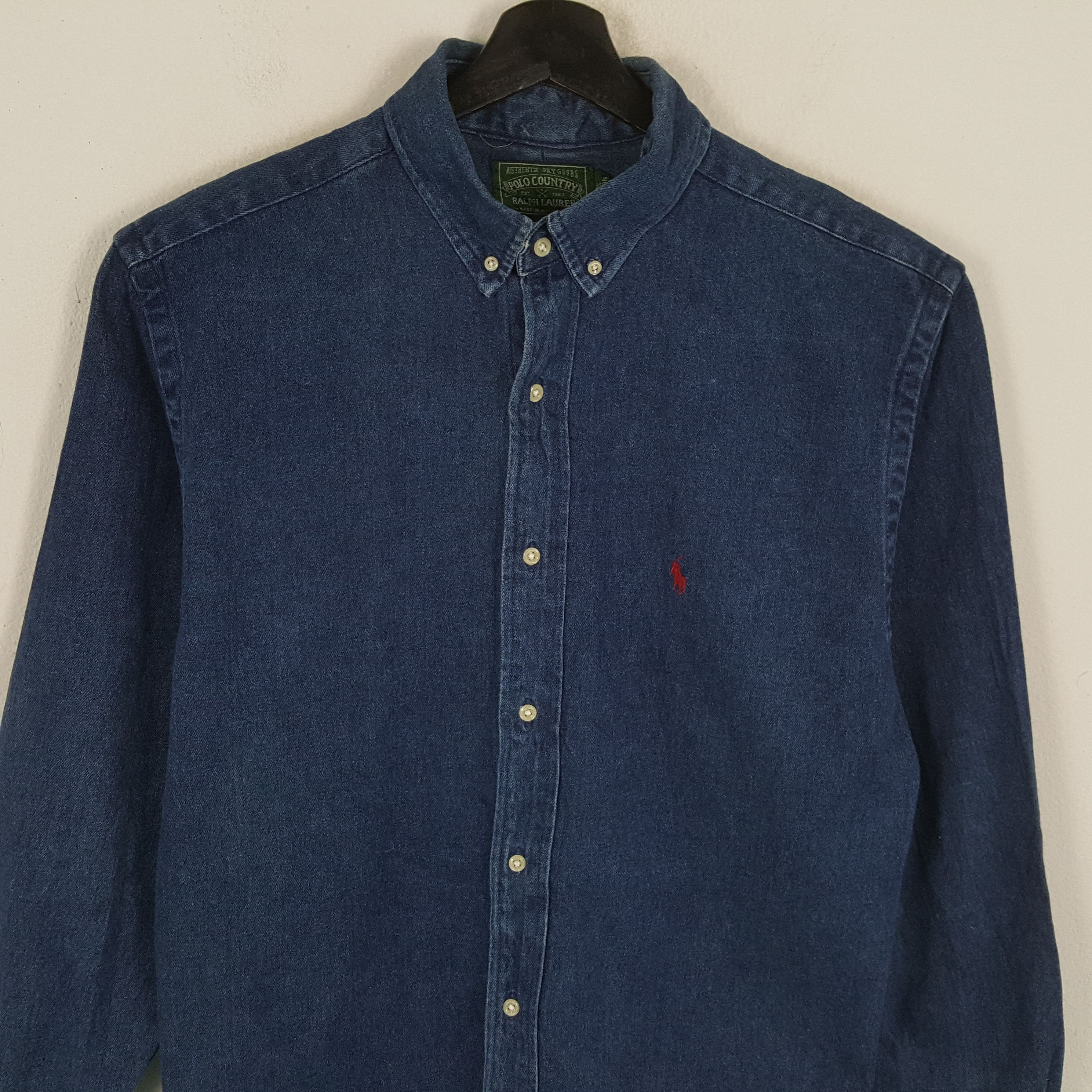 Polo Ralph Lauren × Vintage POLO RALPH LAUREN Fashion Brand Small Design Denim Shirt Size US M / EU 48-50 / 2 - 2 Thumbnail