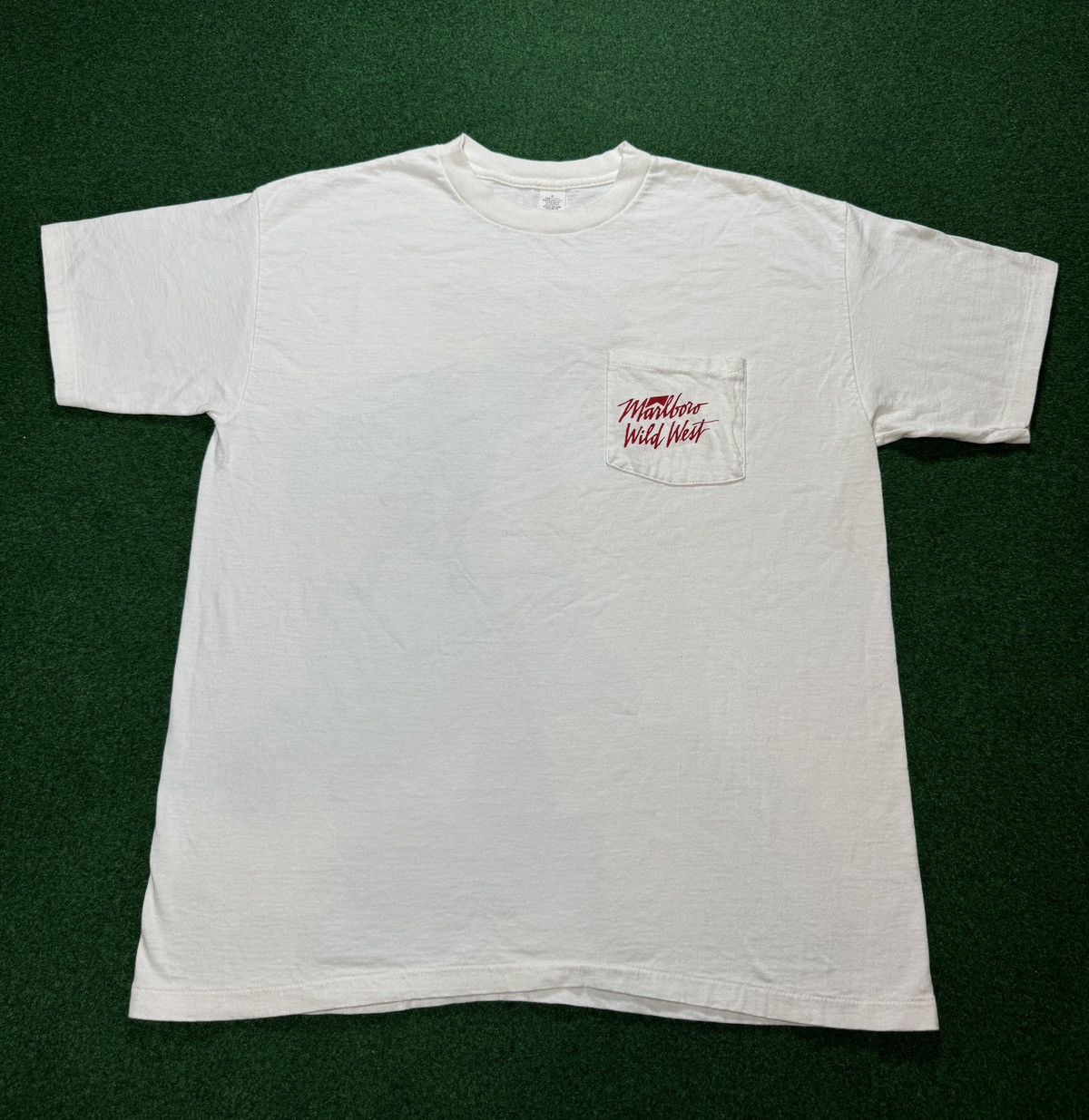 Vintage 90s 1990s Marlboro Chest Pocket offers Western Cowboy Graphic White Tshirt XL