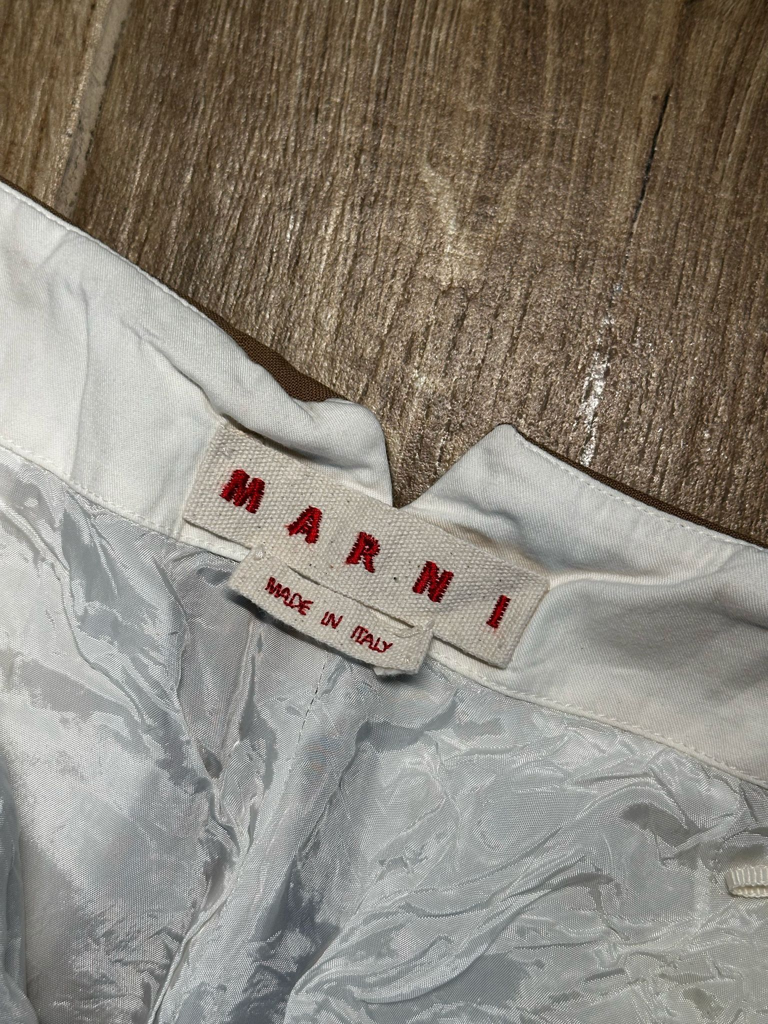 Marni Marni High-Waisted Camel Brown Pleated Cotton Trousers Size 26" / US 2 / IT 38 - 2 Thumbnail