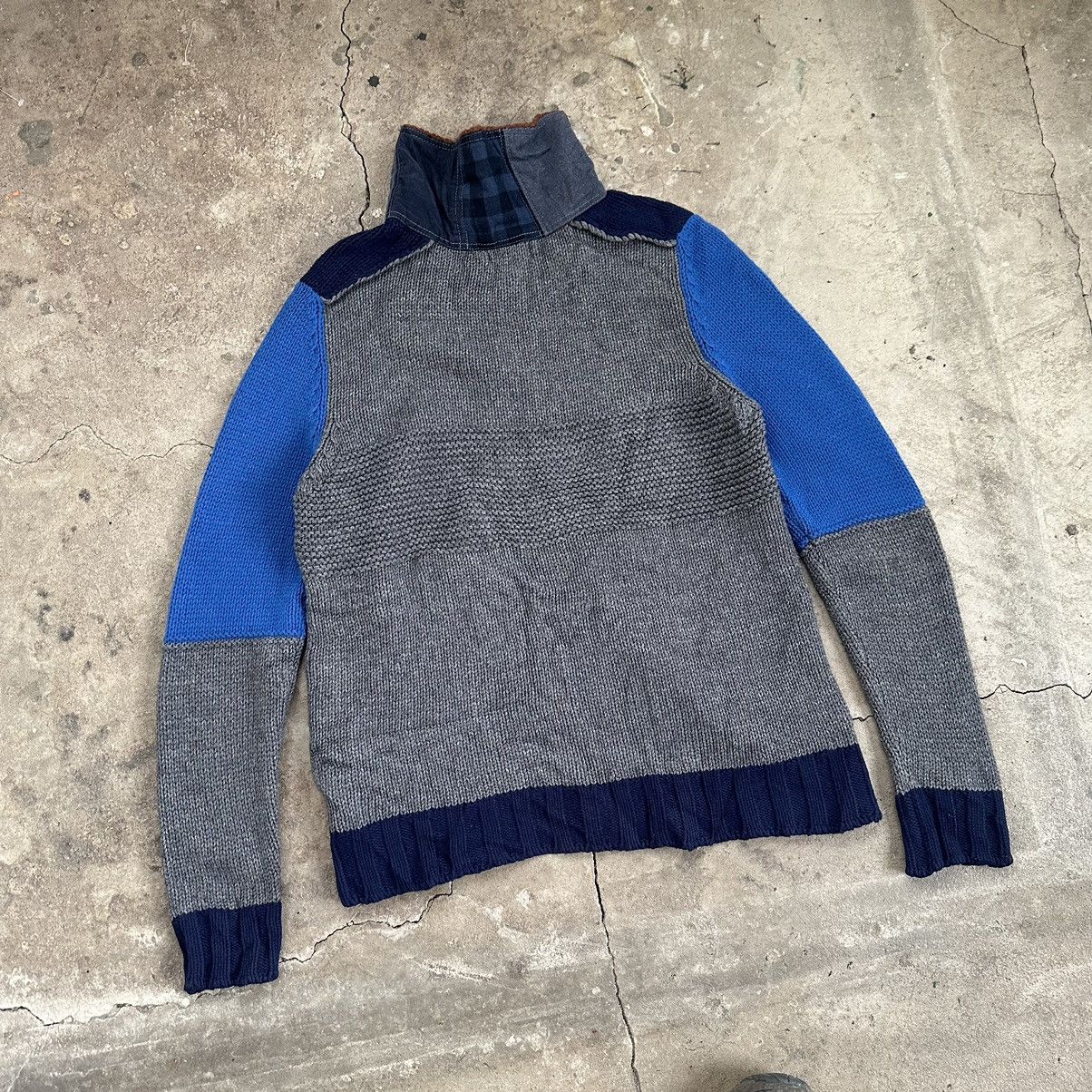 Iceberg Iceberg jeans vintage zip sweater patchwork hand knit Size US L / EU 52-54 / 3 - 10 Thumbnail