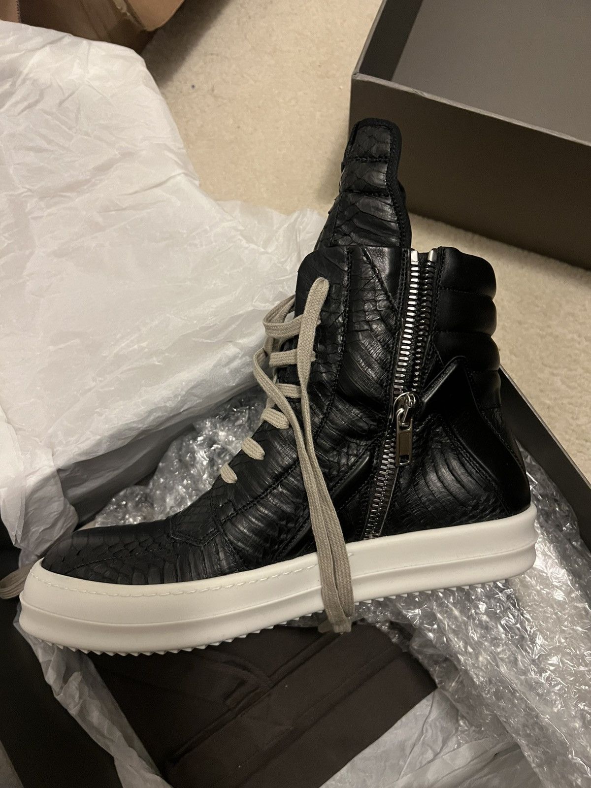 Rick Owens Super Rare Rick Owens Python Leather Geobasket Size 9 Size US 9 / EU 42 - 2 Thumbnail