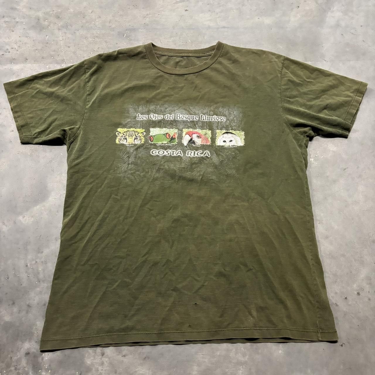 Japanese Brand × Vintage Crazy Vintage Y2K/2000s Green Earth Tone Animal Nature Graphic Tee! Size US XL / EU 56 / 4 - 1 Thumbnail