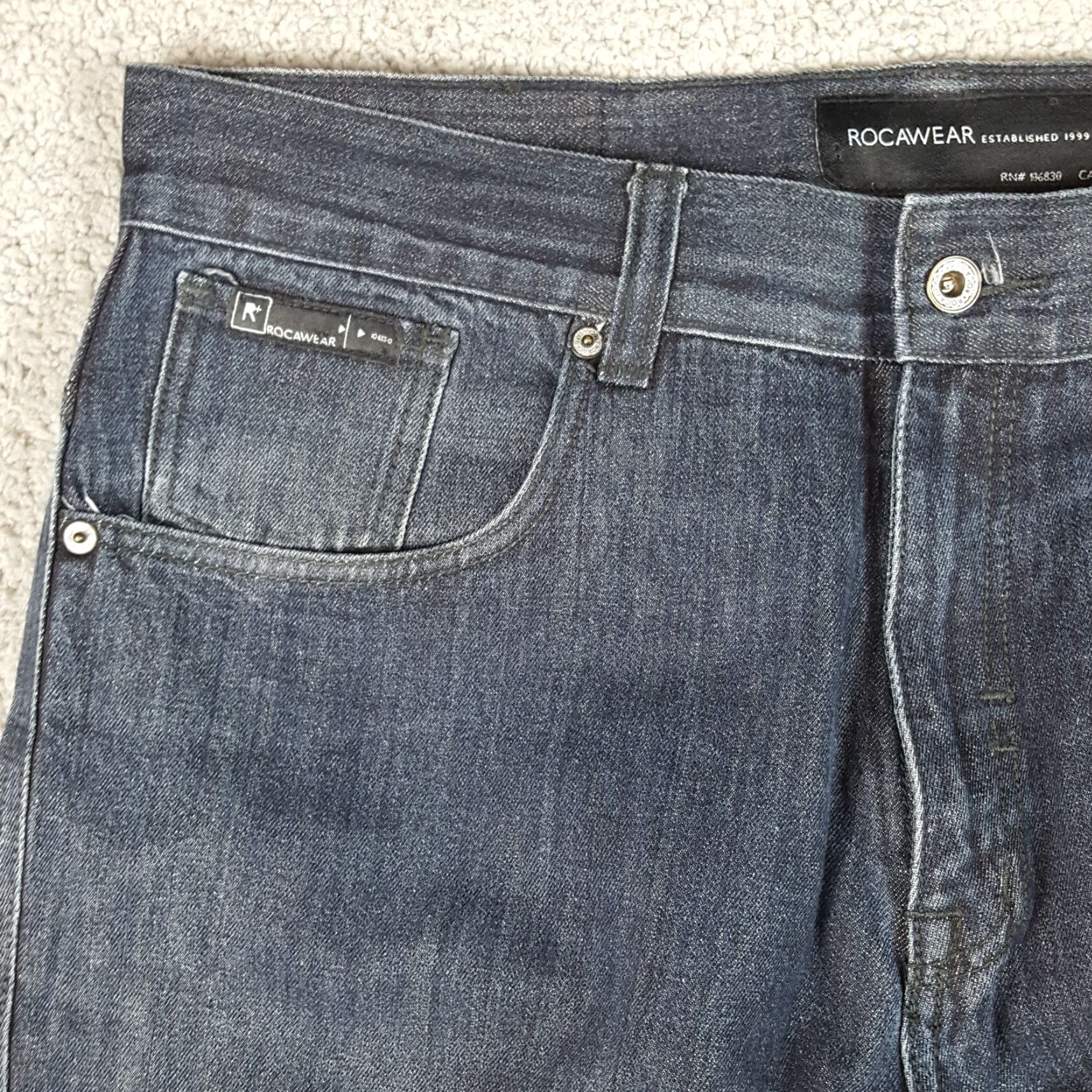 Rocawear VINTAGE Rocawear Baggy Jeans Men’s Size 38x31 Dark Blue Y2K Hip-Hop Denim Size US 38 / EU 54 - 2 Thumbnail