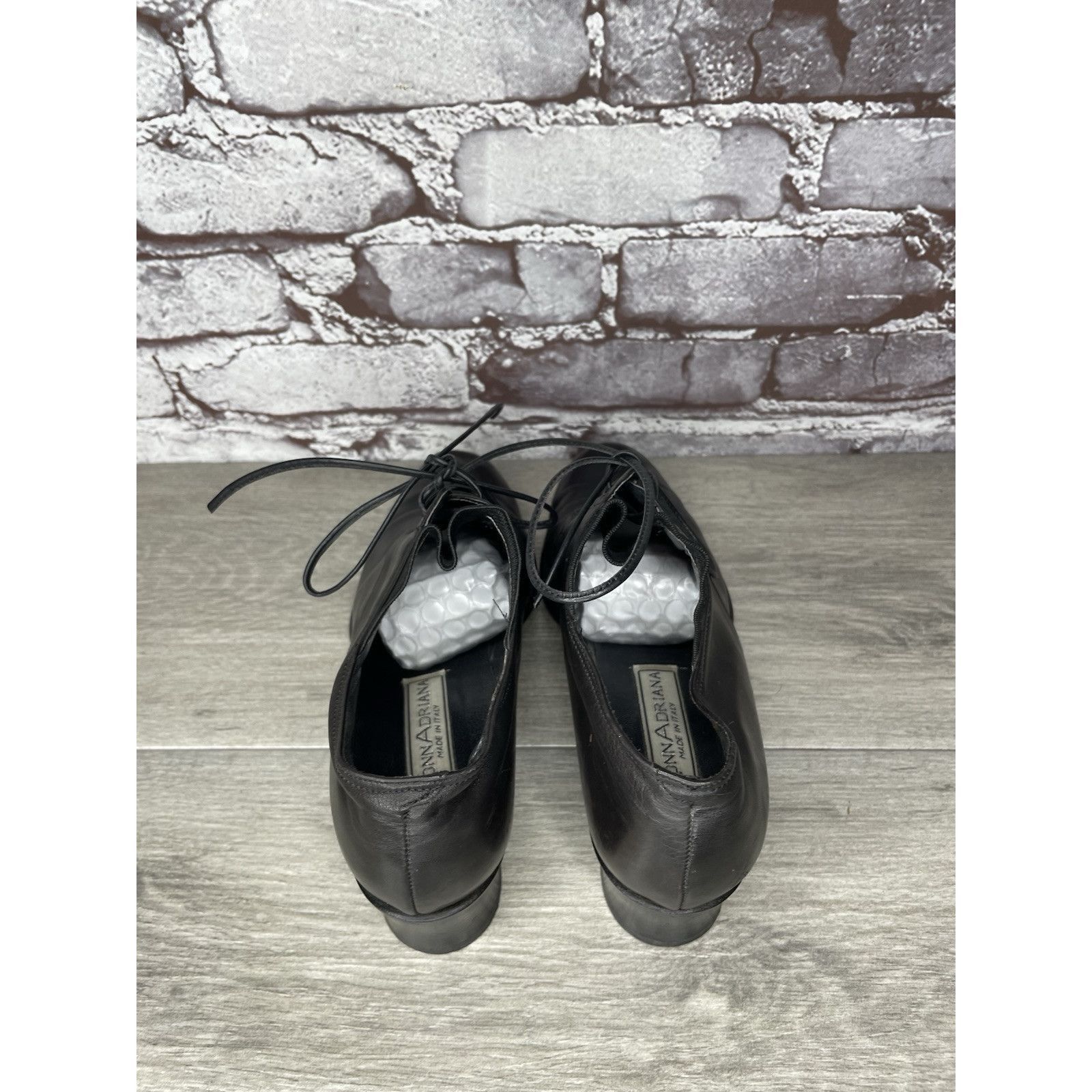 Other Donn Adriana Black Leather Lace Up Oxford Heel Shoes Women S Size US 9.5 / IT 39.5 - 7 Thumbnail