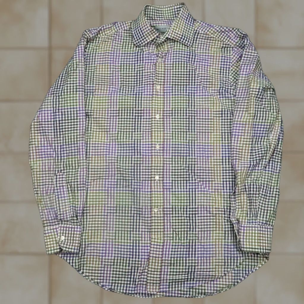 Etro Etro Shirt Men XL Purple Gingham Long Sleeve Button-Up Shirt Vintage? No (but check). Size US XL / EU 56 / 4 - 1 Thumbnail