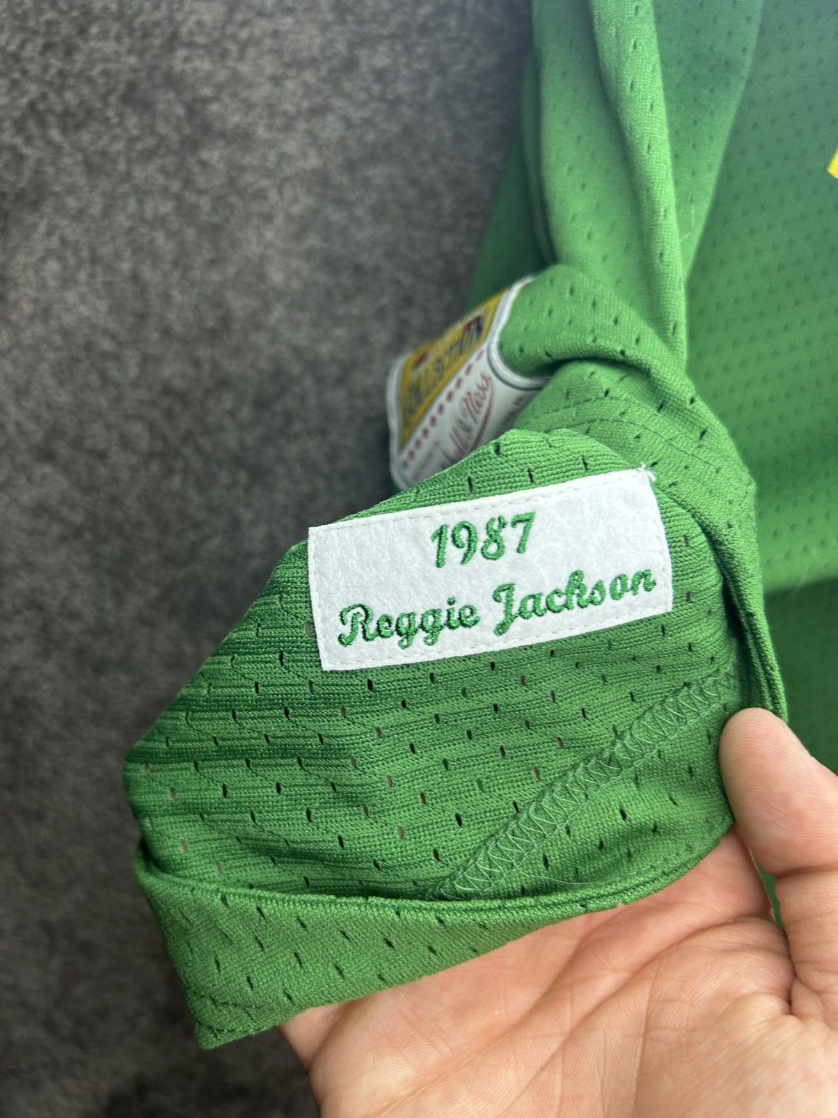 Mitchell & Ness Men's Reggie Jackson Kelly Green Authentic Pullover Jersey Size US XL / EU 56 / 4 - 6 Thumbnail