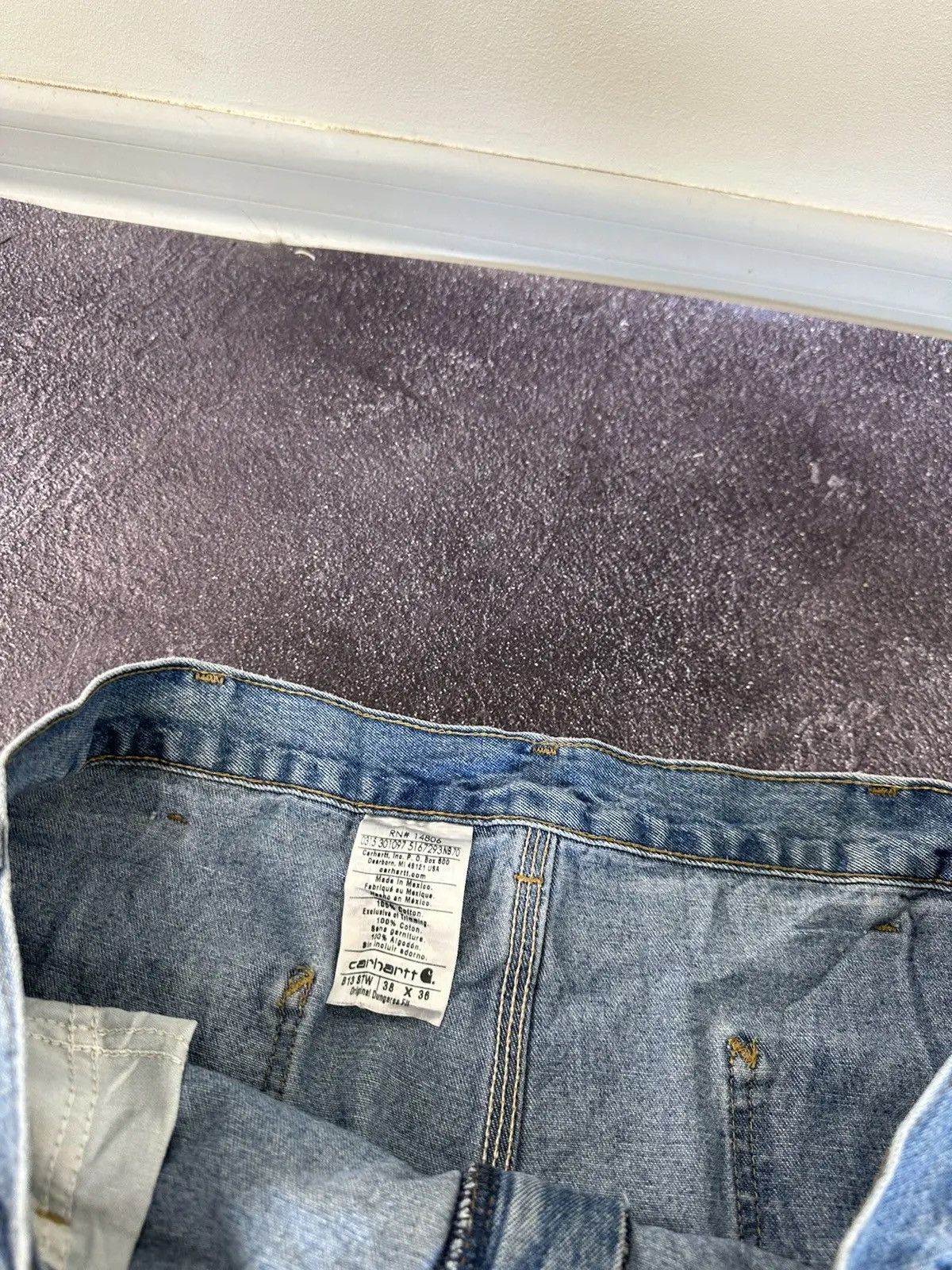 Carhartt × Vintage Vintage Carhartt Original Dungaree Fit Blue Denim Jeans Size US 38 / EU 54 - 9 Thumbnail