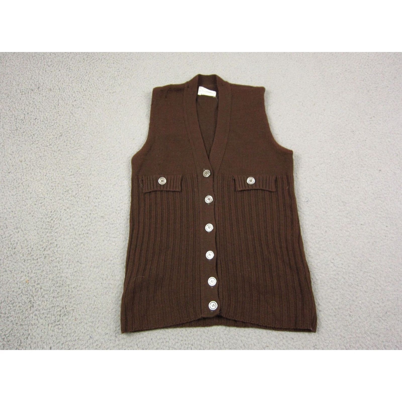 Vintage VINTAGE Country Set Vest Womens XS Brown 100% Wool 70s Knit Sleeveless V-Neck Size XS / US 0-2 / IT 36-38 - 2 Thumbnail