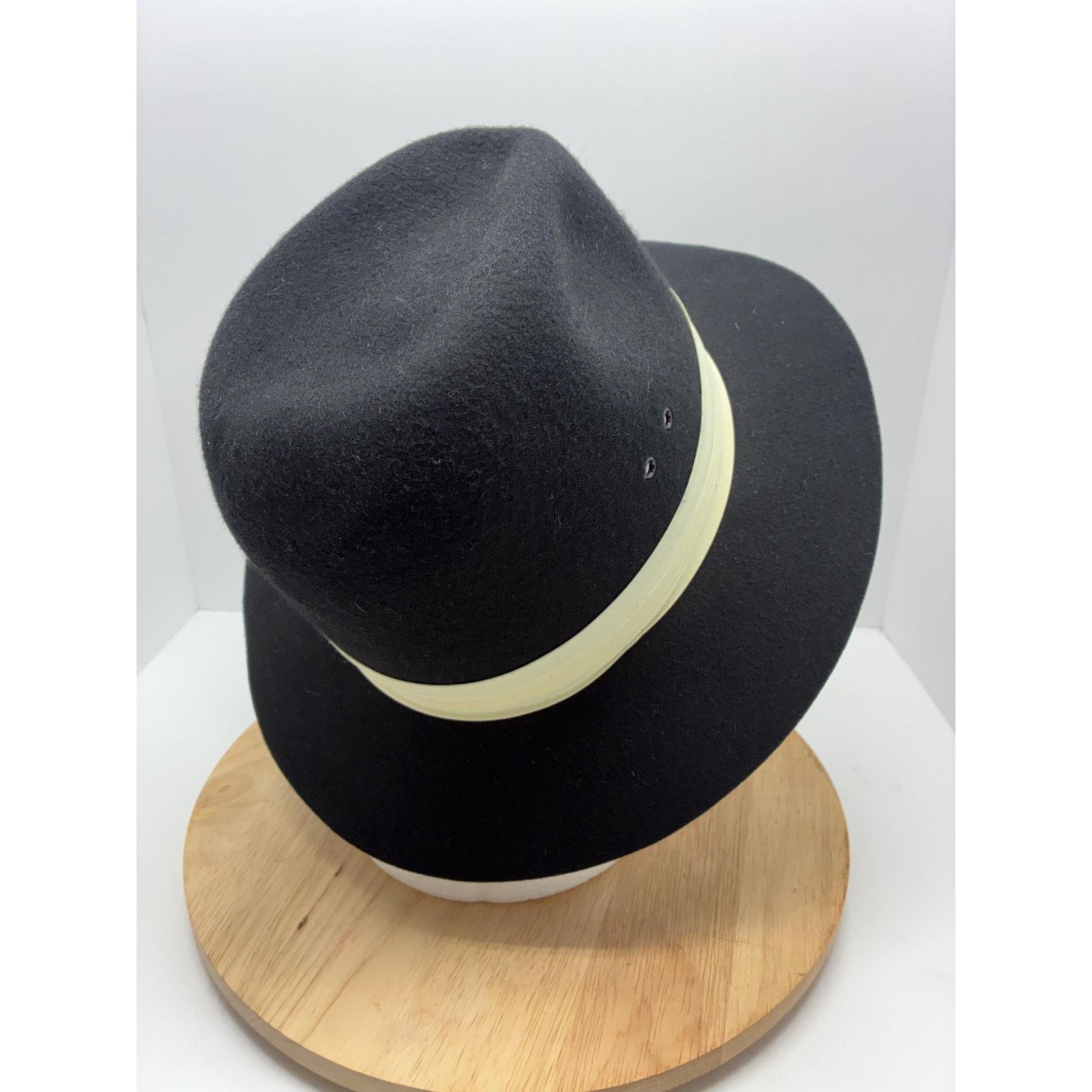 Other Vintage Mobster Style Wool Hat Black Wide Brim Fedora Size ONE SIZE - 6 Thumbnail
