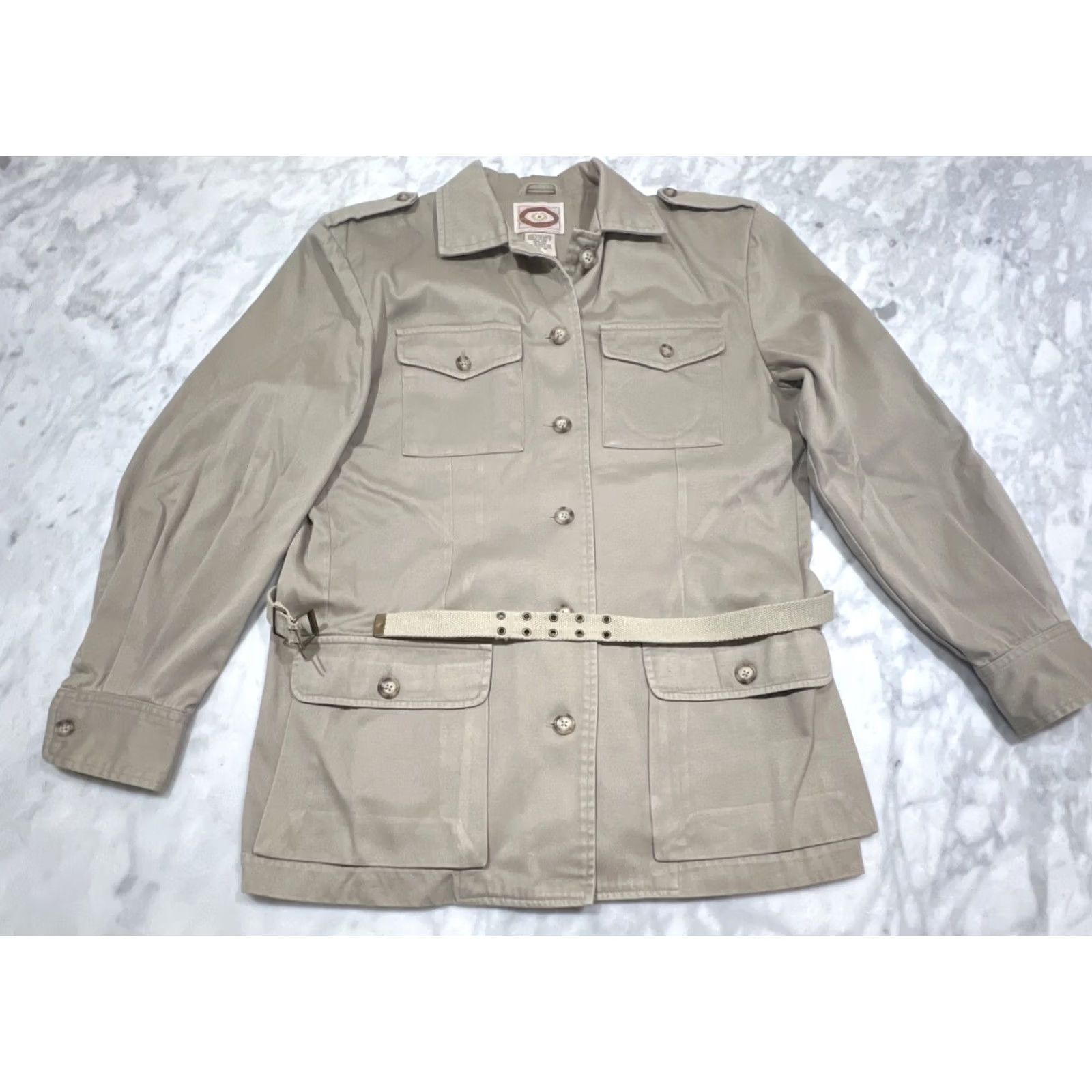 Banana Republic VINTAGE Banana Republic Shirt Jacket Women M Cream Cotton 1980s Safari Shacket Size M / US 6-8 / IT 42-44 - 2 Thumbnail