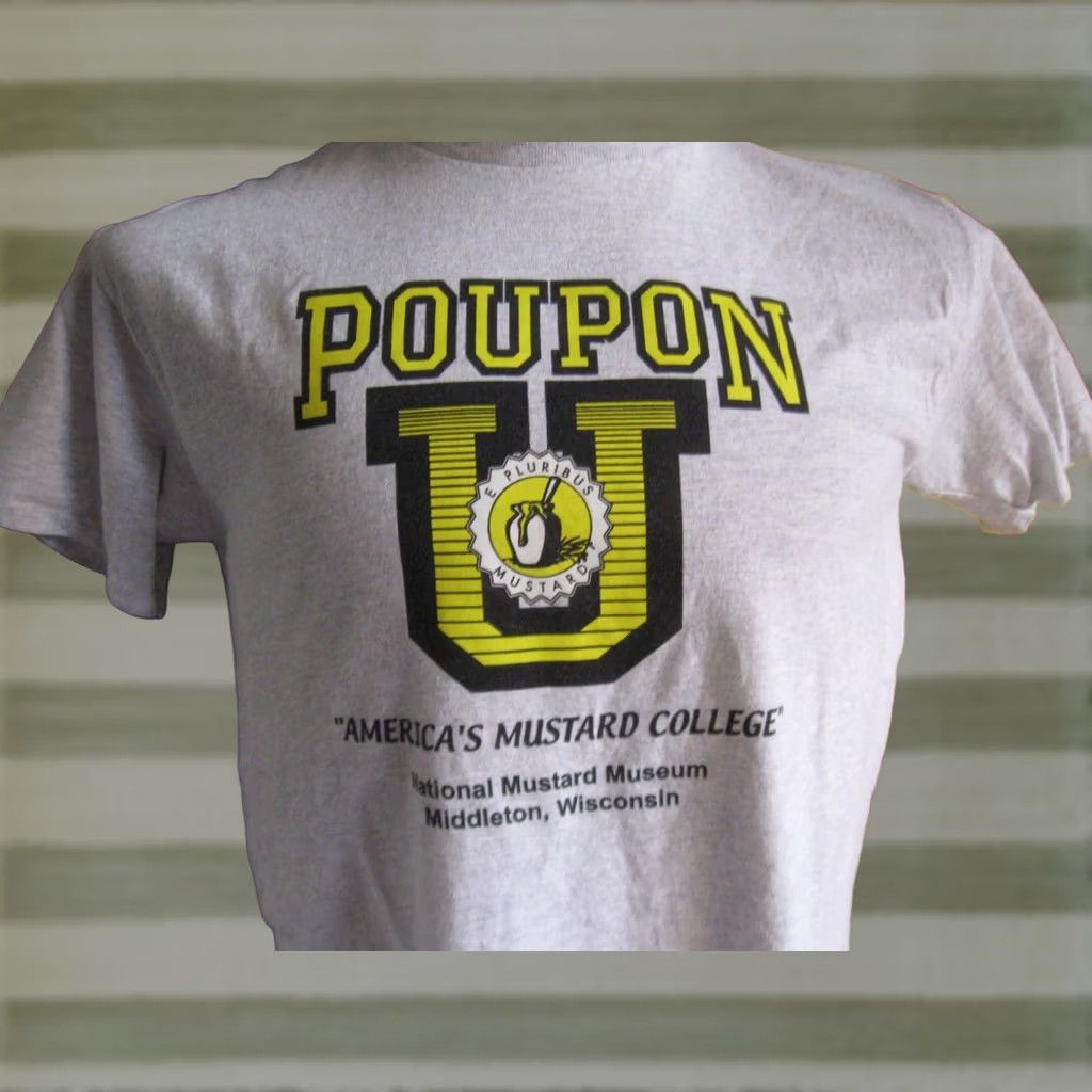Gildan VINTAGE Gildan T-Shirt Men M Gray USA Mustard College Museum Poupon U National Size US M / EU 48-50 / 2 - 1 Thumbnail