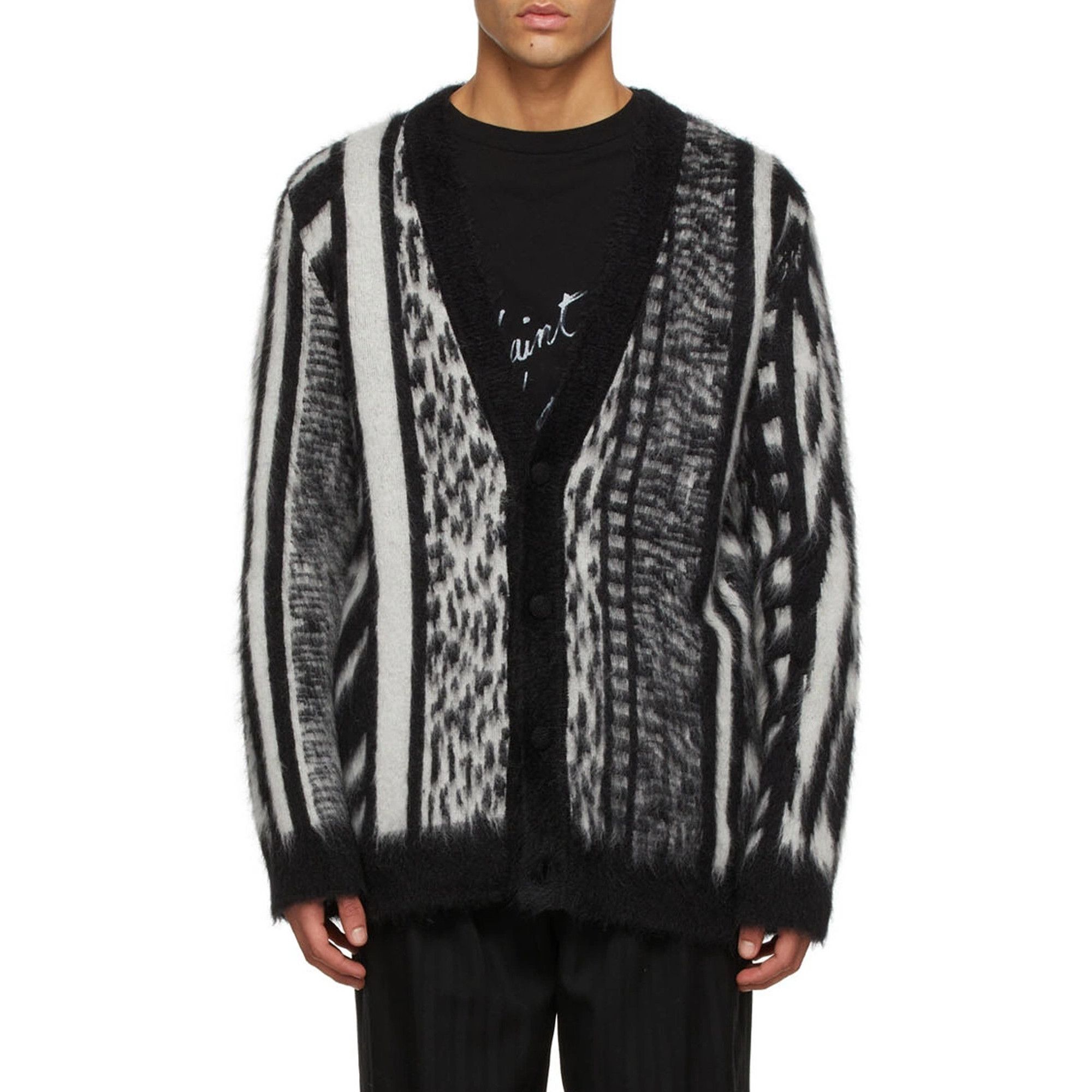 Saint Laurent Paris Saint Laurent Paris Zebra Mohair Cardigan Size US L / EU 52-54 / 3 - 2 Thumbnail