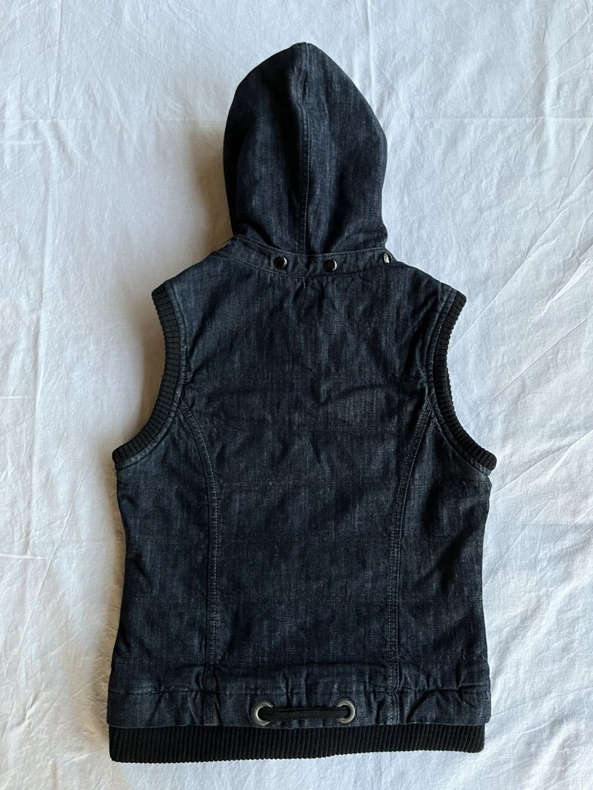 Diesel FITT Vintage Black Denim Hooded Vest Y2K Street Goth Core Size US XS / EU 42 / 0 - 5 Thumbnail