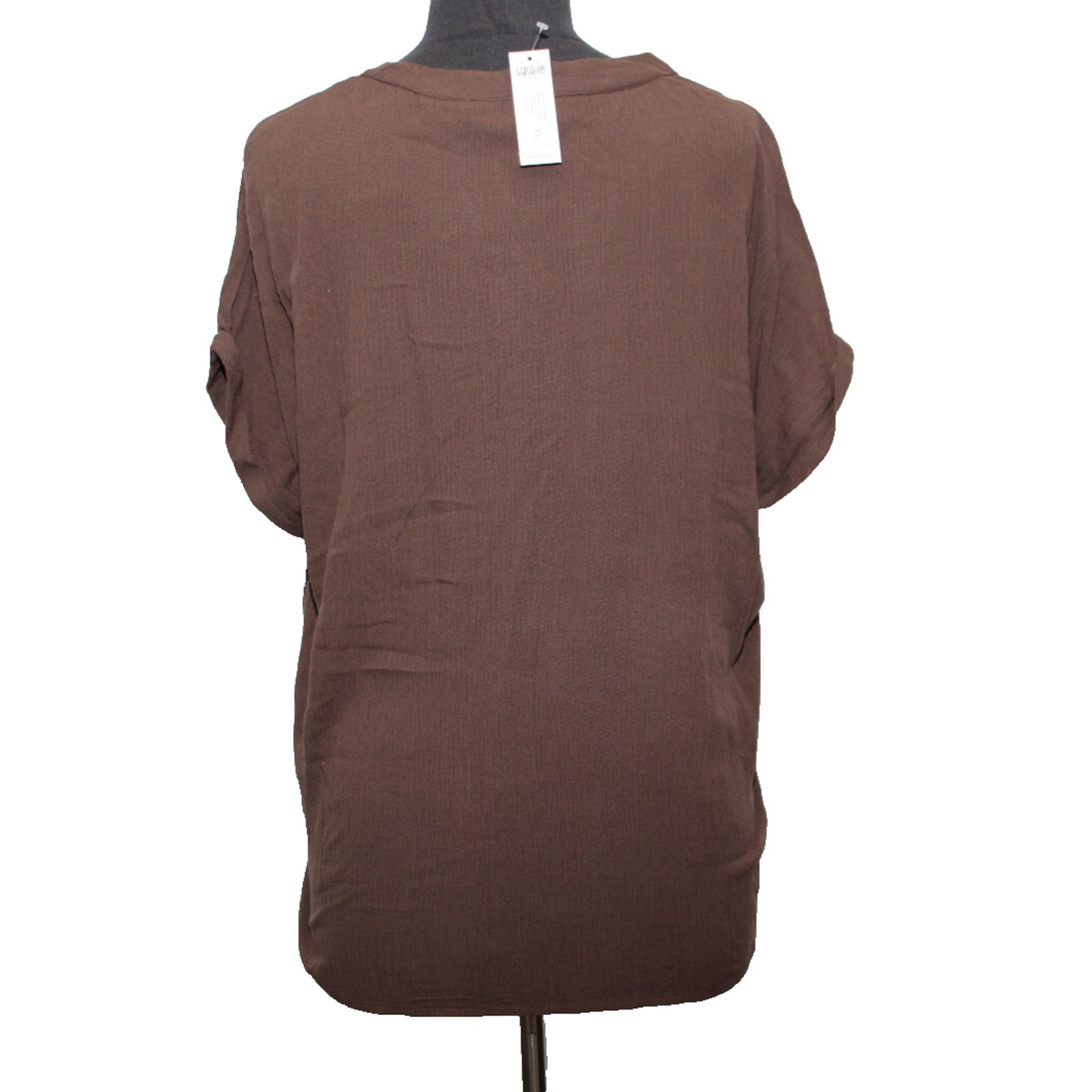 Chicos CHICO'S Crinkle Boho Espresso Fairy Crochet Lace Top 2 $90 Size XL / US 12-14 / IT 48-50 - 2 Thumbnail