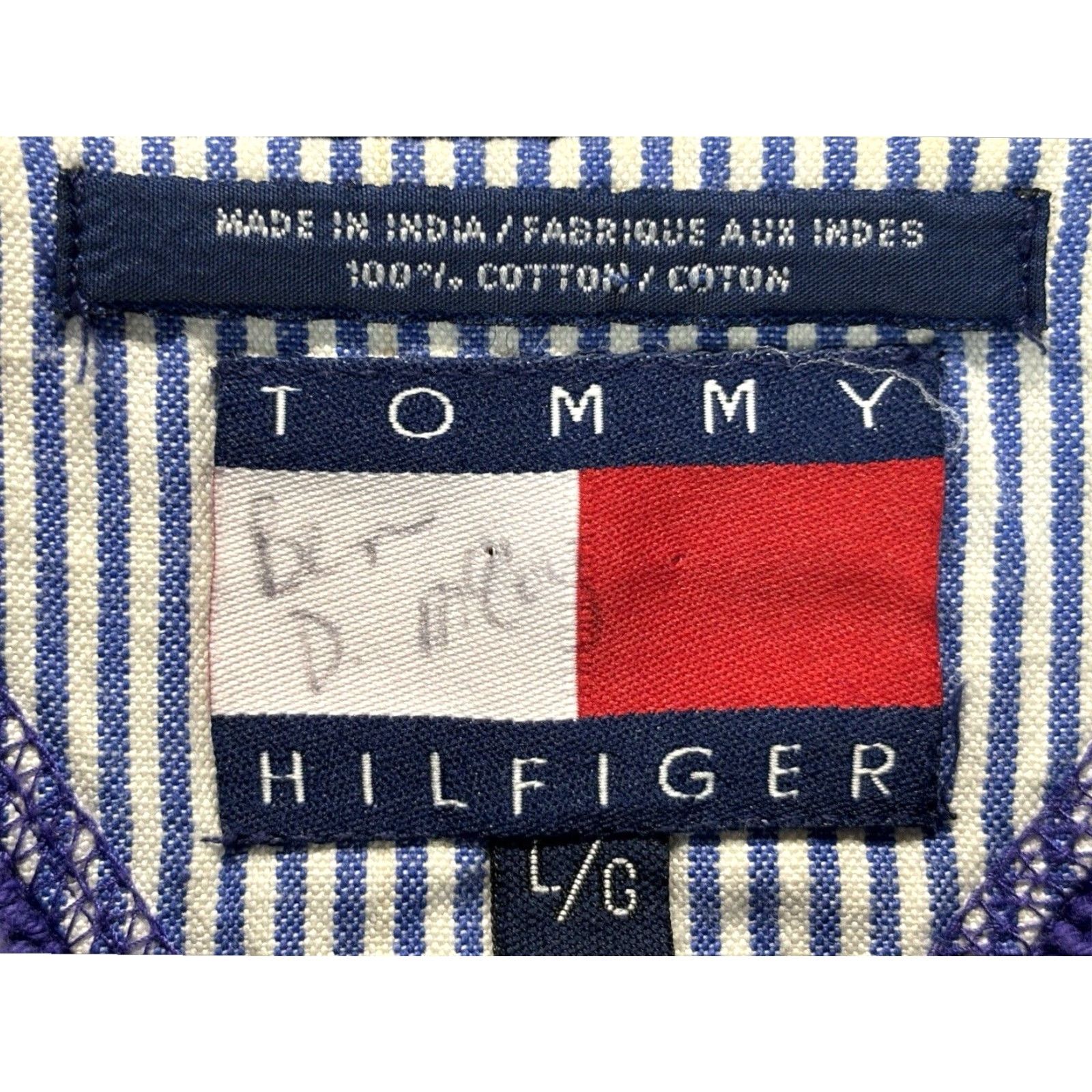 Tommy Hilfiger VINTAGE Tommy Hilfiger Crew Neck Knit Sweater Purple Mens Large 90s Cotton Pullover Size US L / EU 52-54 / 3 - 5 Thumbnail