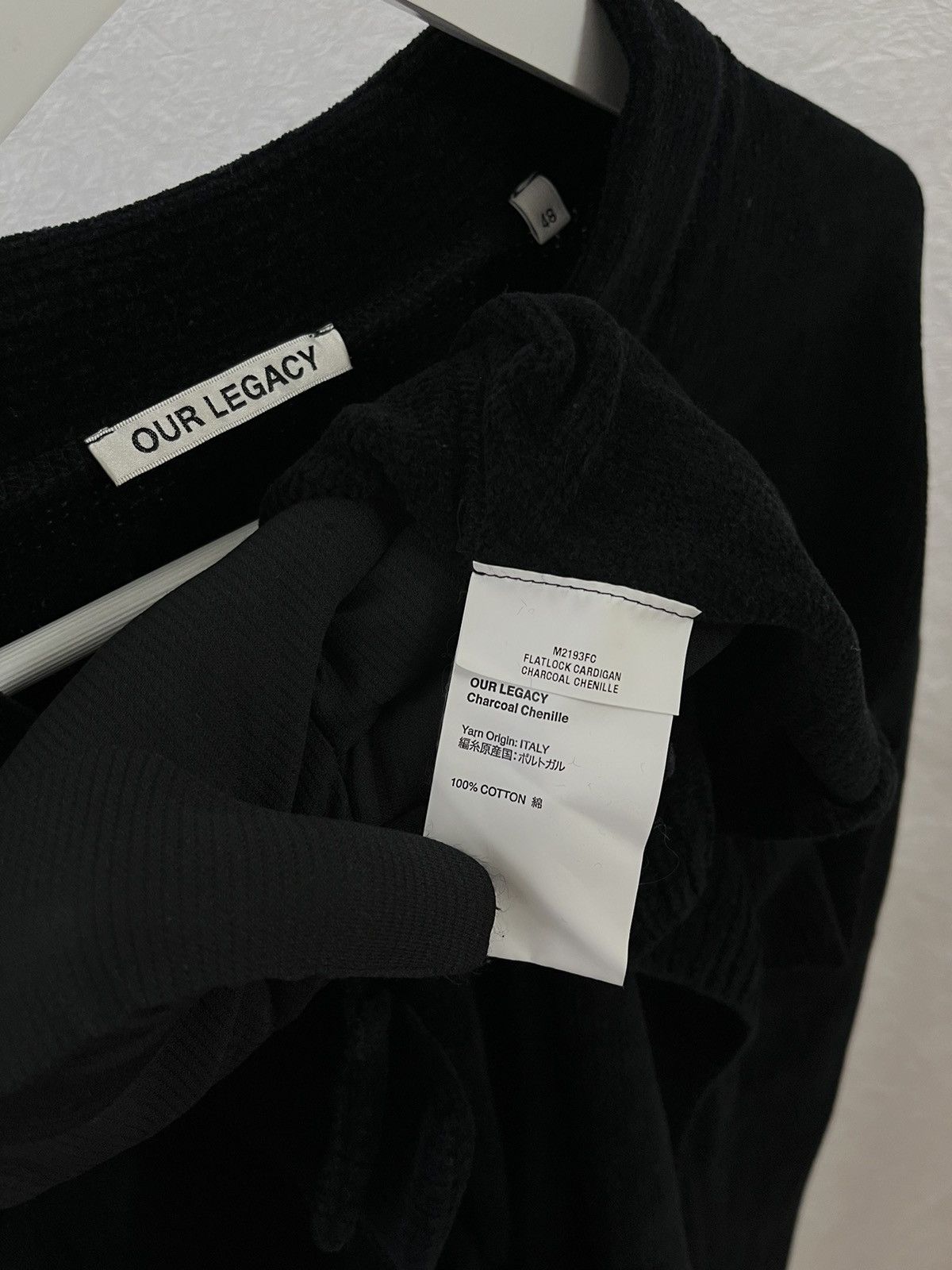 Our Legacy Our Legacy flatlock charcoal chenille cardigan Size US M / EU 48-50 / 2 - 7 Thumbnail