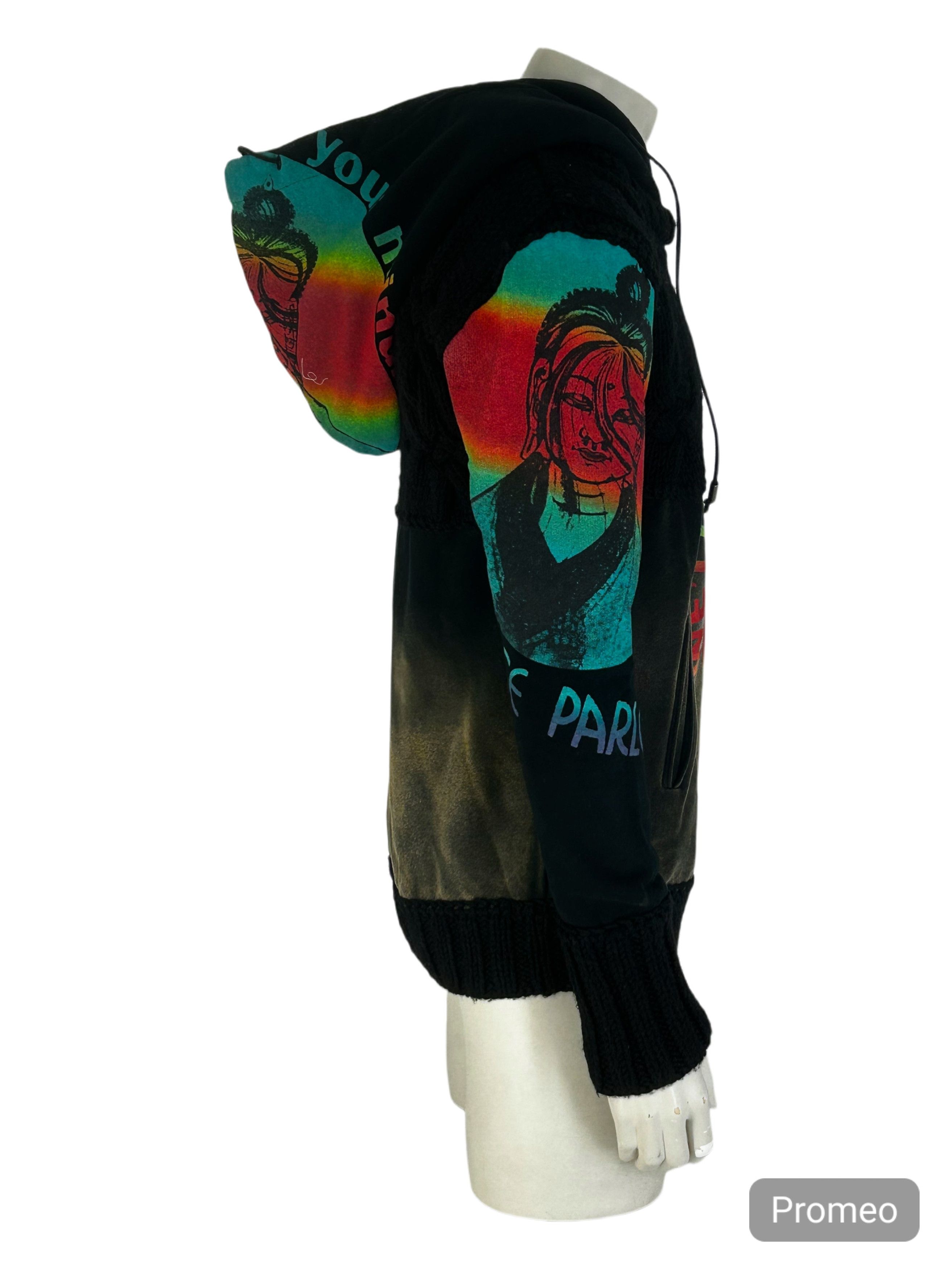 John Galliano John Galliano Knit & Jersey Mix Hood With Graphic Detail Size US M / EU 48-50 / 2 - 2 Thumbnail