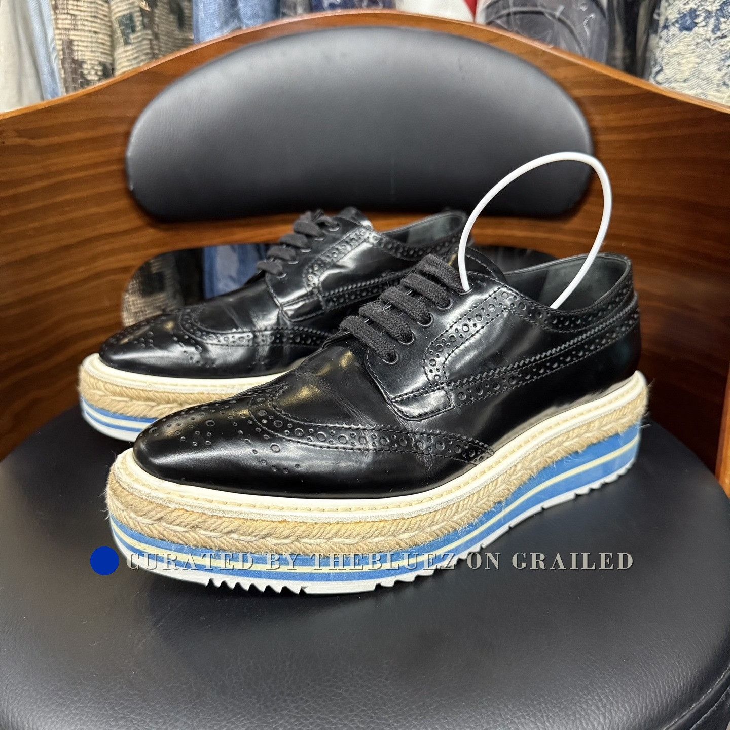 Prada Prada Shiny Fume Black Blue Retro Platform Size US 6.5 / IT 36.5 - 1 Thumbnail