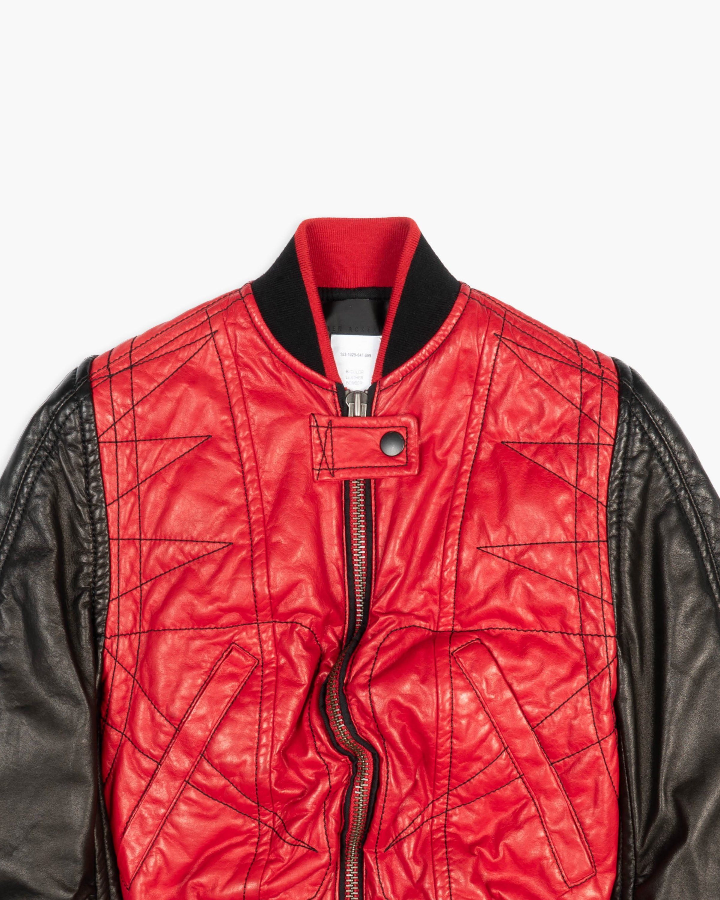 Haider Ackermann SS18 Round Bomber in Red & Black Leather Size XXS / US 00 / IT 34 - 8 Thumbnail