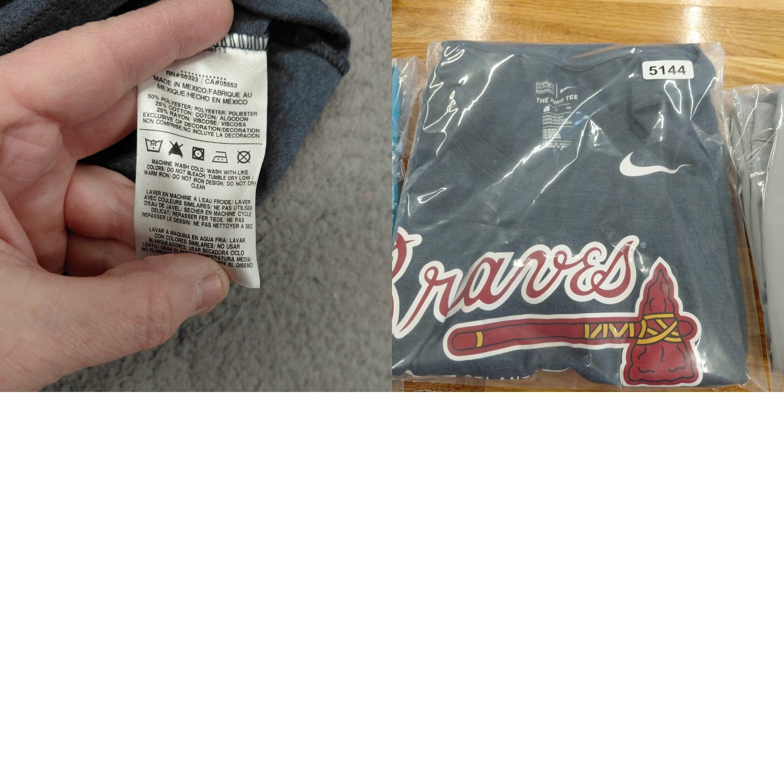 Nike Nike T-Shirt Women Athletic Cut V-Neck Short Sleeve Gray Atlanta Braves Size S Size S / US 4 / IT 40 - 9 Thumbnail