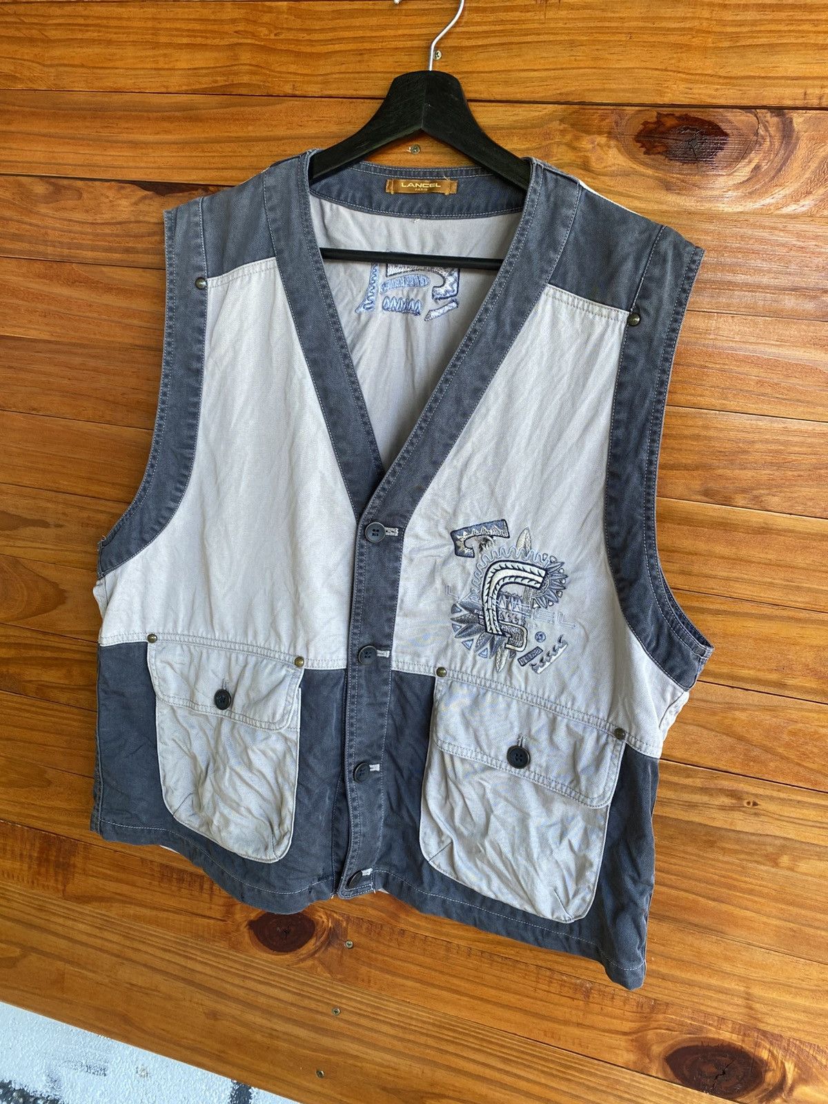 Lancel Vintage Lancel Paris TwoTone Utility Vest Embroidered Native Size US XL / EU 56 / 4 - 4 Thumbnail