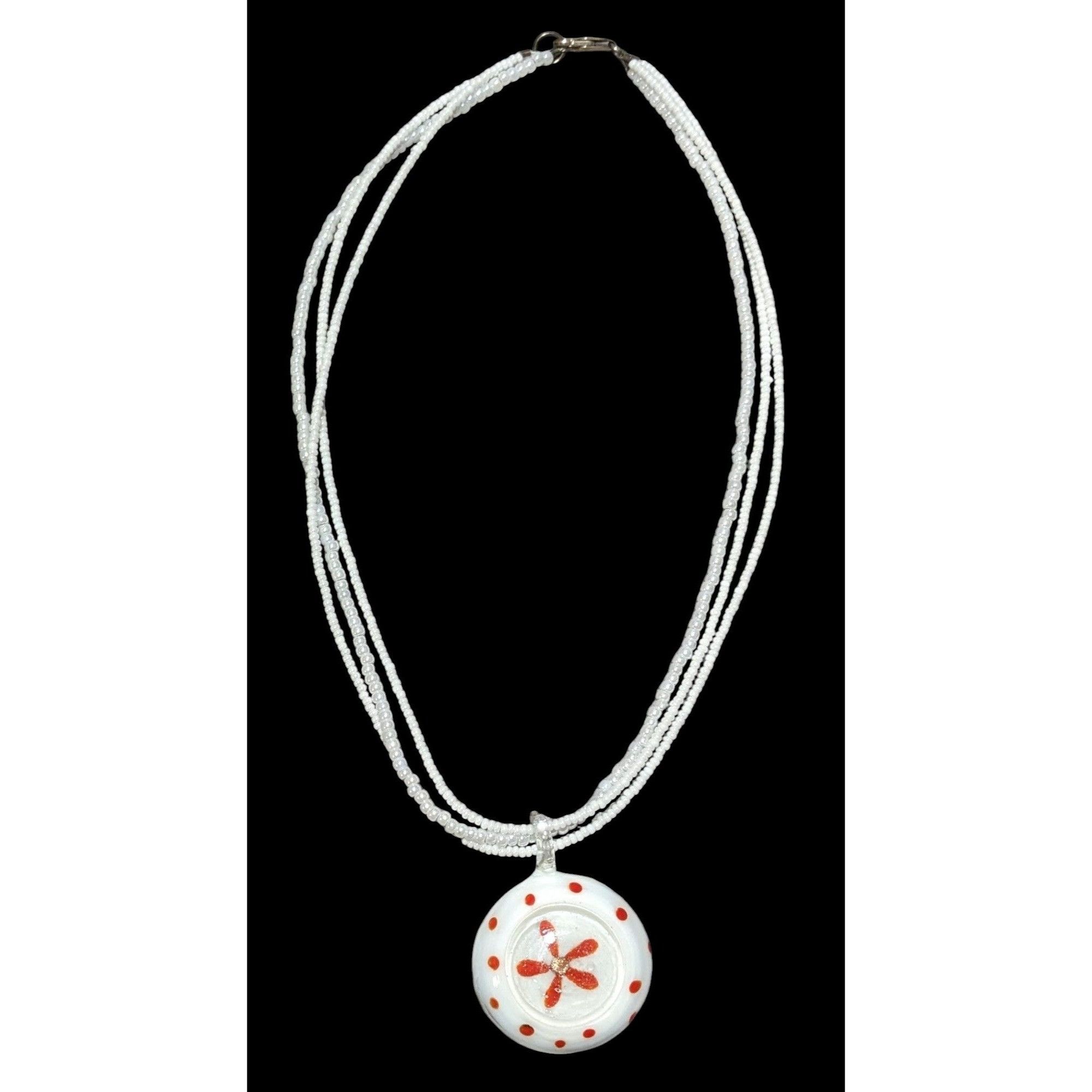 Other Floral Candycane Winter Glass Beaded Necklace Size ONE SIZE - 1 Thumbnail