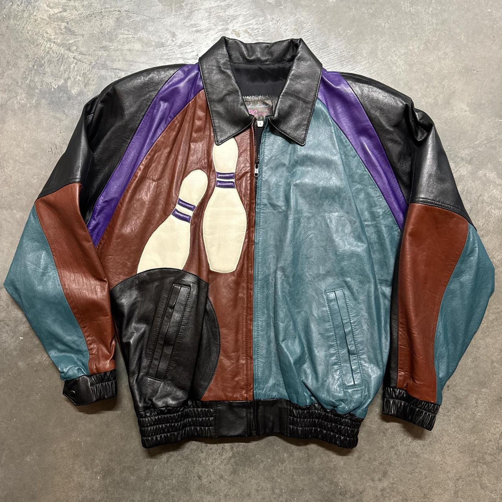& Other Stories Vintage 80s Bowling Strike Lamb Leather Jacket Size US M / EU 48-50 / 2 - 3 Thumbnail