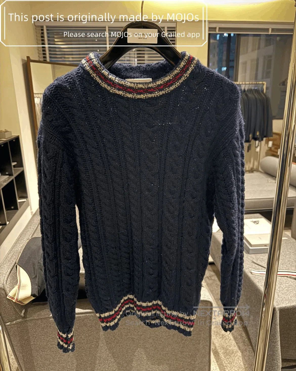 Thom Browne Sz 3 Thom Browne Bottom Stripe Navy Woven Knitwear. Size US L / EU 52-54 / 3 - 1 Thumbnail