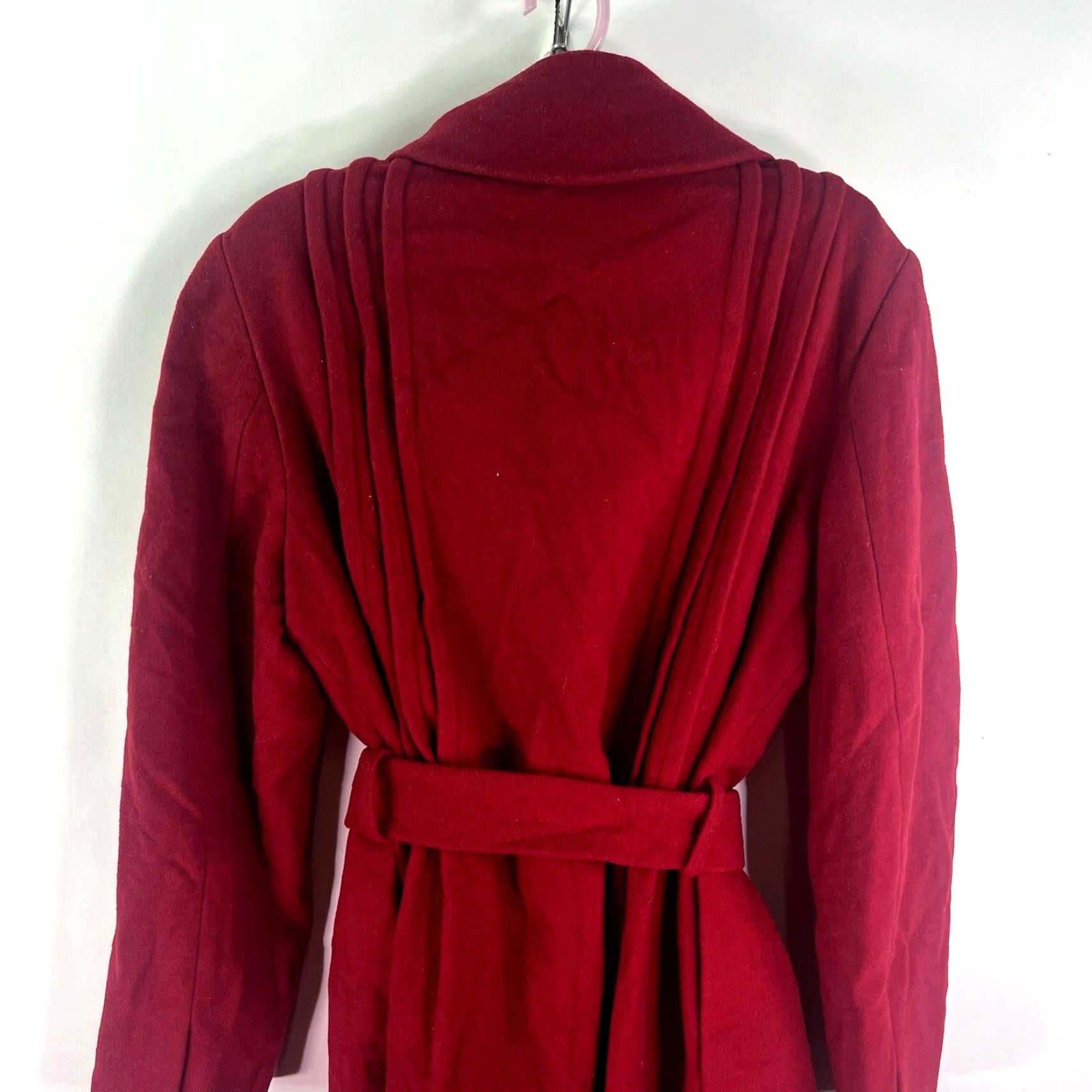 Mackintosh VINTAGE Mackintosh Wool Blend Overcoat Womens XL Long Red Fall Winter 90s Classic Leather Accents Size XL / US 12-14 / IT 48-50 - 7 Thumbnail