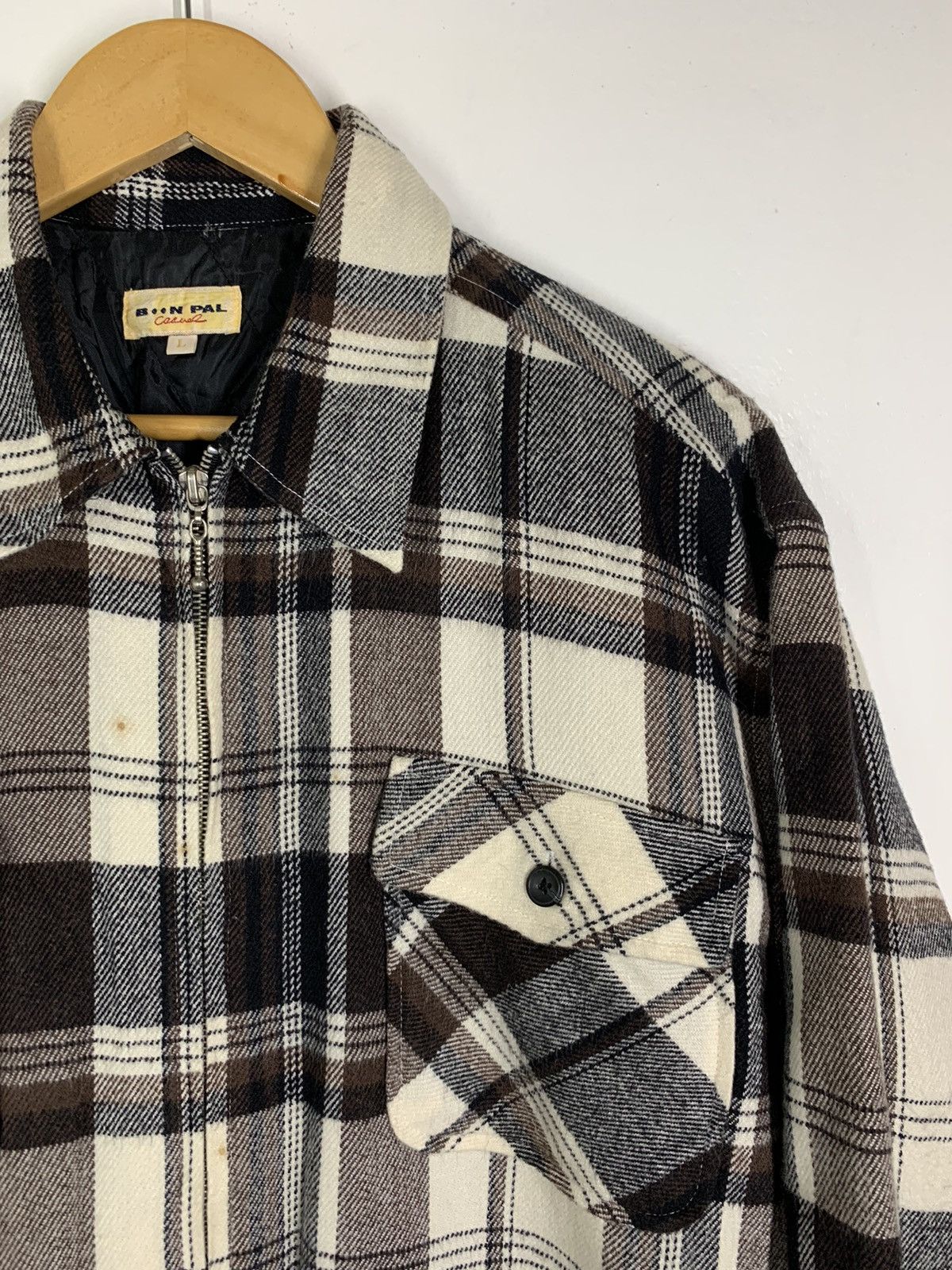 Japanese Brand × Vintage Vintage Fullzip Checkered Light Jacket Size US L / EU 52-54 / 3 - 3 Thumbnail