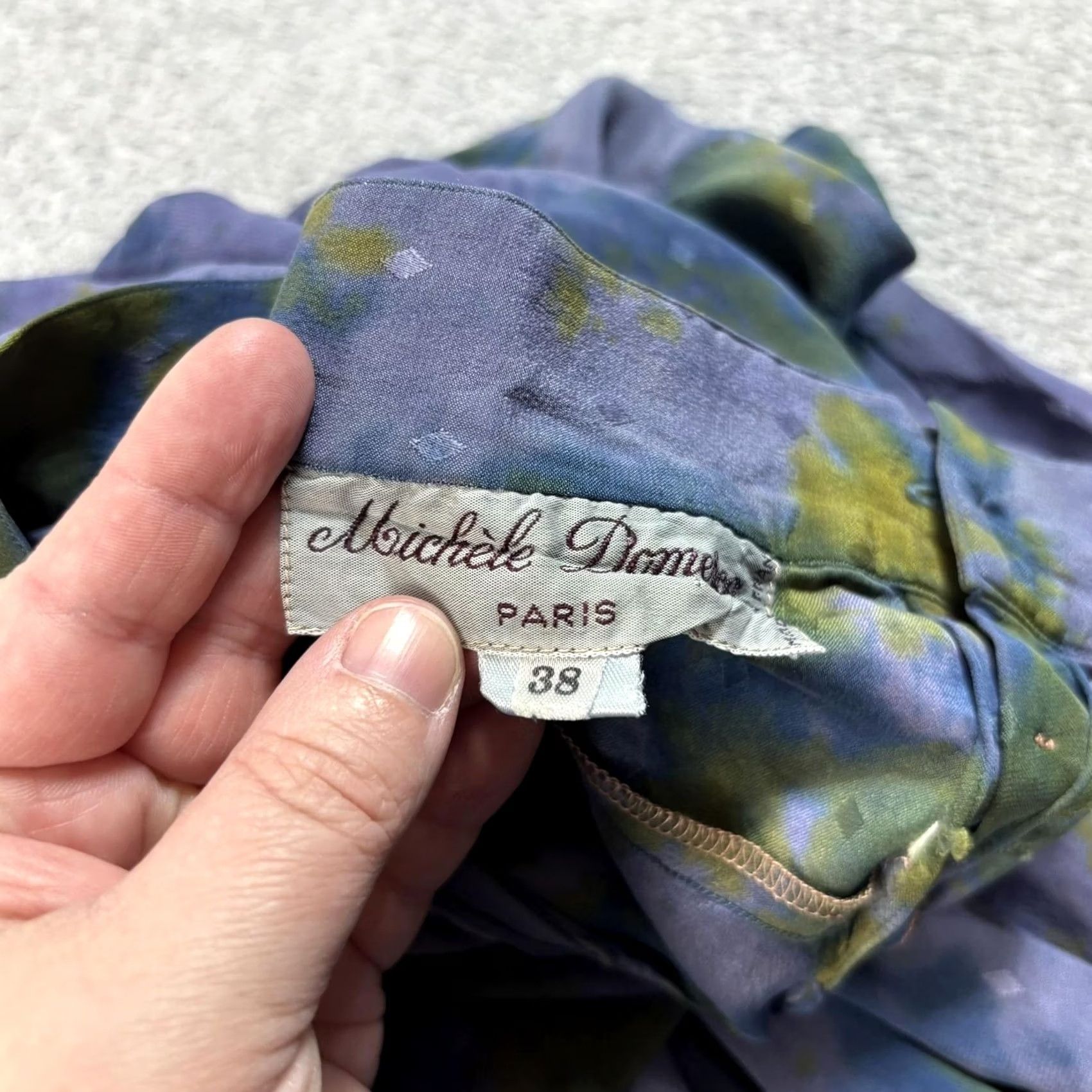 Vintage VINTAGE Michele Domercq Silk Skirt Shirt Women 38 Purple Tye-dye Maxi Boho France READ Size XS / US 0-2 / IT 36-38 - 4 Thumbnail