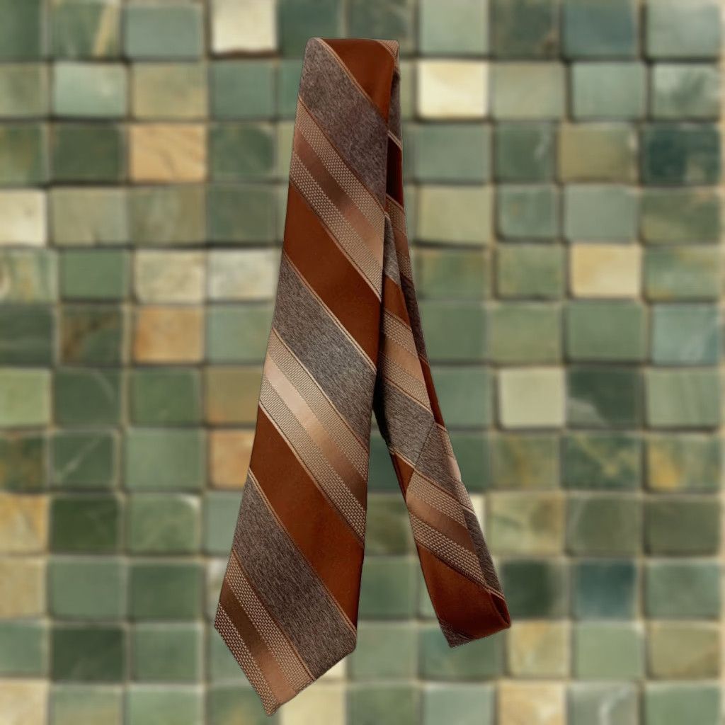 JCPenney VINTAGE The Mens Shop JcPenney Brown Diagonal Stripe Tie 57 x 3" Tie Mens Size ONE SIZE - 1 Thumbnail