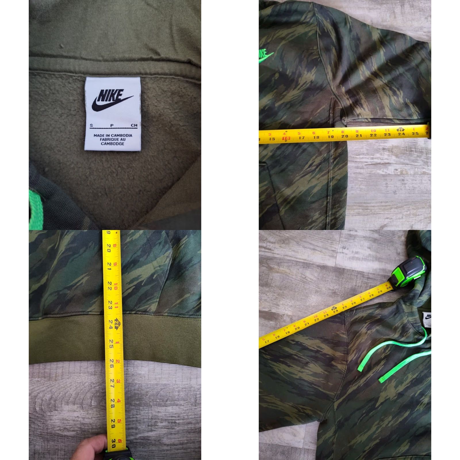 Nike Nike Sportswear Club Hoodie Mens Sz S Camo Green Sweatshirt Pullover DD5126-326 Size US S / EU 44-46 / 1 - 8 Thumbnail