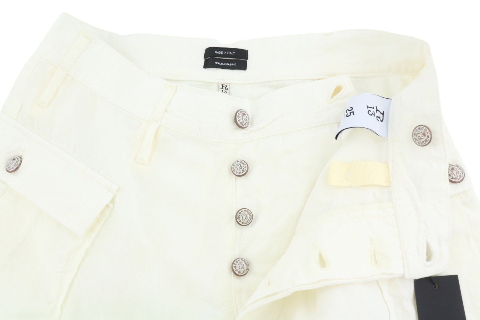 R13 BUBBLE SKORT 25 White Linen Patch Pocket Shorts 90035 Size 25" / US 0 / IT 36 - 5 Thumbnail