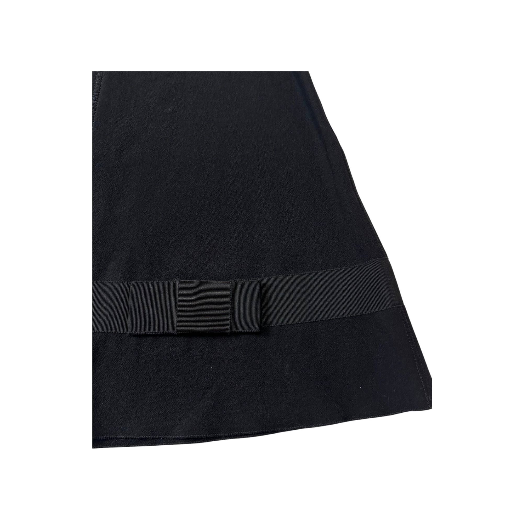 Prada Prada Black Wool A-Line Skirt IT 46 / US 10 Ribbon Bow Trim Size 32" / US 10 / IT 46 - 8 Thumbnail
