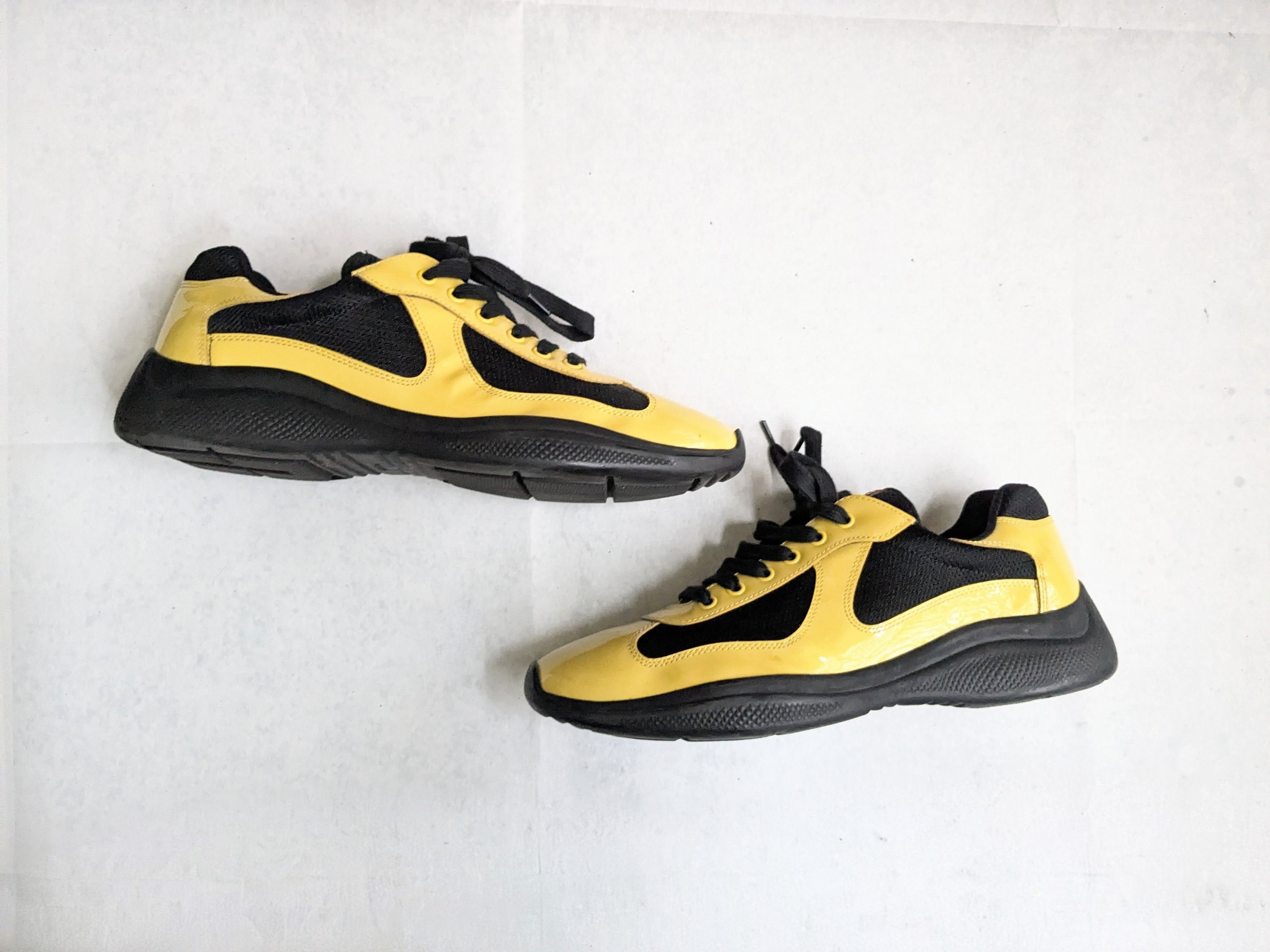 Prada Prada America's Cup Sneakers Yellow Patent Leather Black 10 Size US 10 / EU 43 - 1 Thumbnail